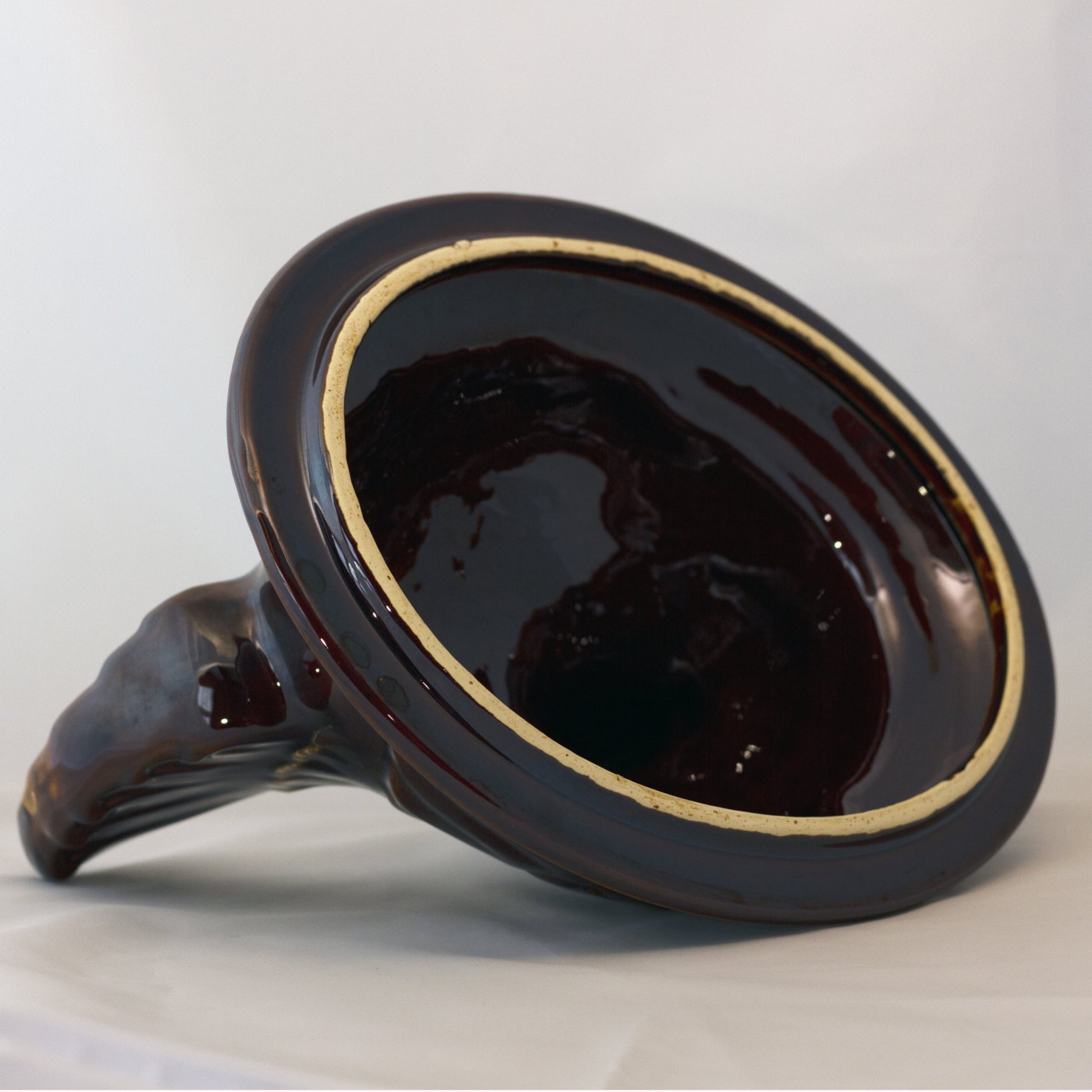 CHICKEN SERVER WITH COVER Hull House 'n Garden Mirror Brown "Drip" Circa Late 1960s to 1986 Inside Cover