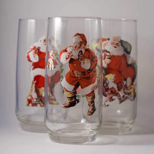 Coca-Cola Haddon Sundblom 1961 SANTA CLAUS Illustrated Glasses | Series 1 | Set of Three