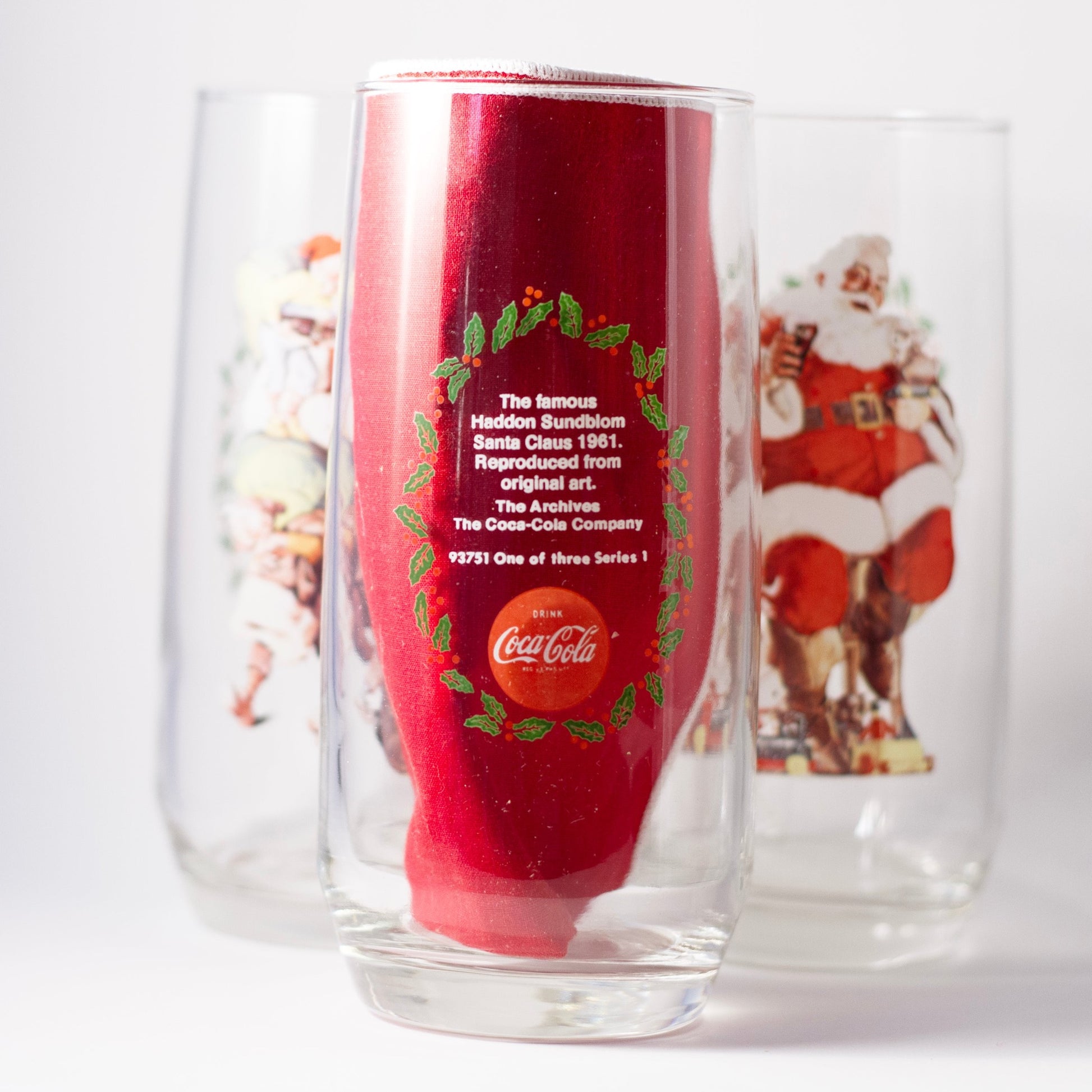 Coca-Cola Haddon Sundblom 1961 SANTA CLAUS Illustrated Glasses | Series 1 | Set of Three (1 of 3)