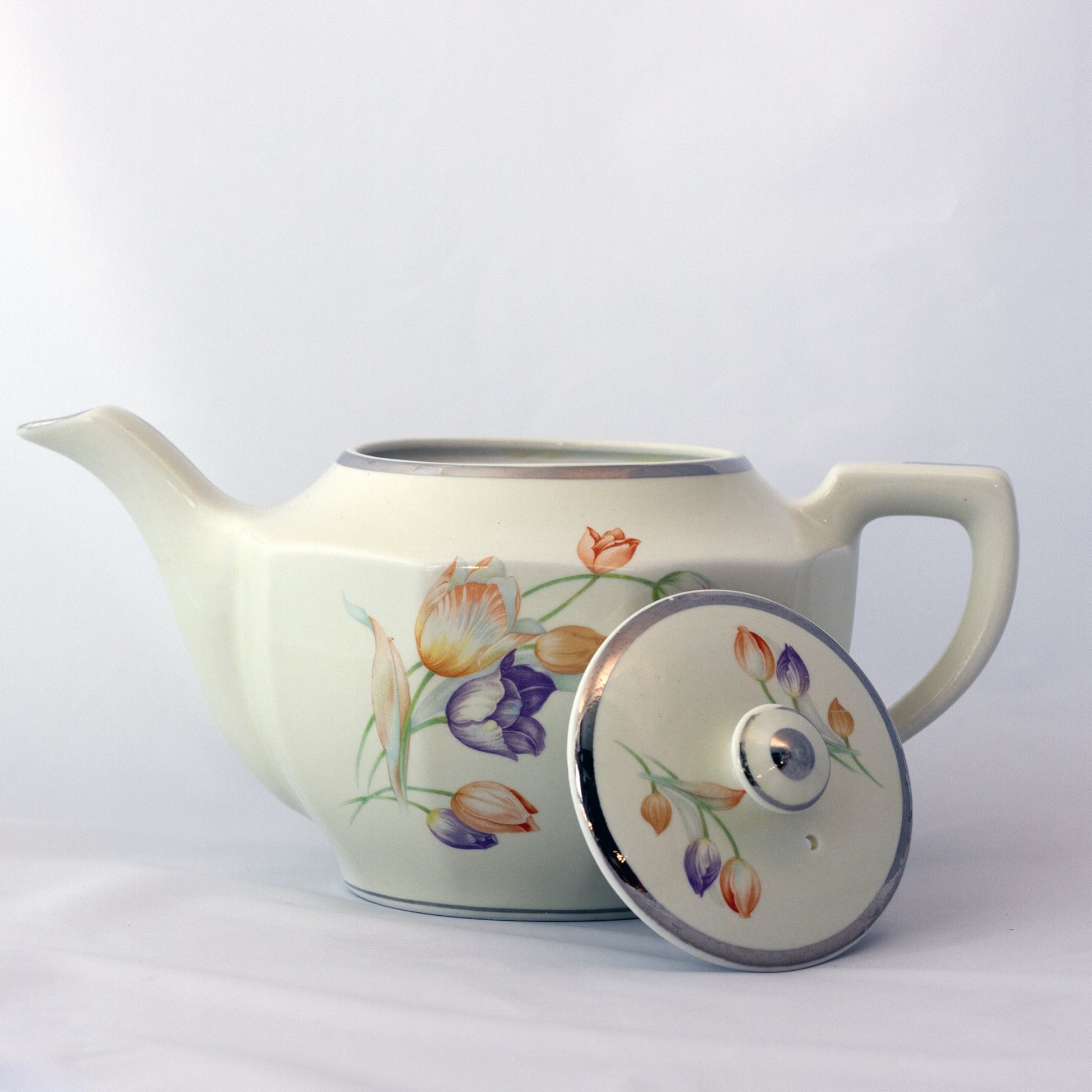 Mid-Century Hall China Tulip Pattern Coffee Pot "Perk" Discontinued Circa 1940s