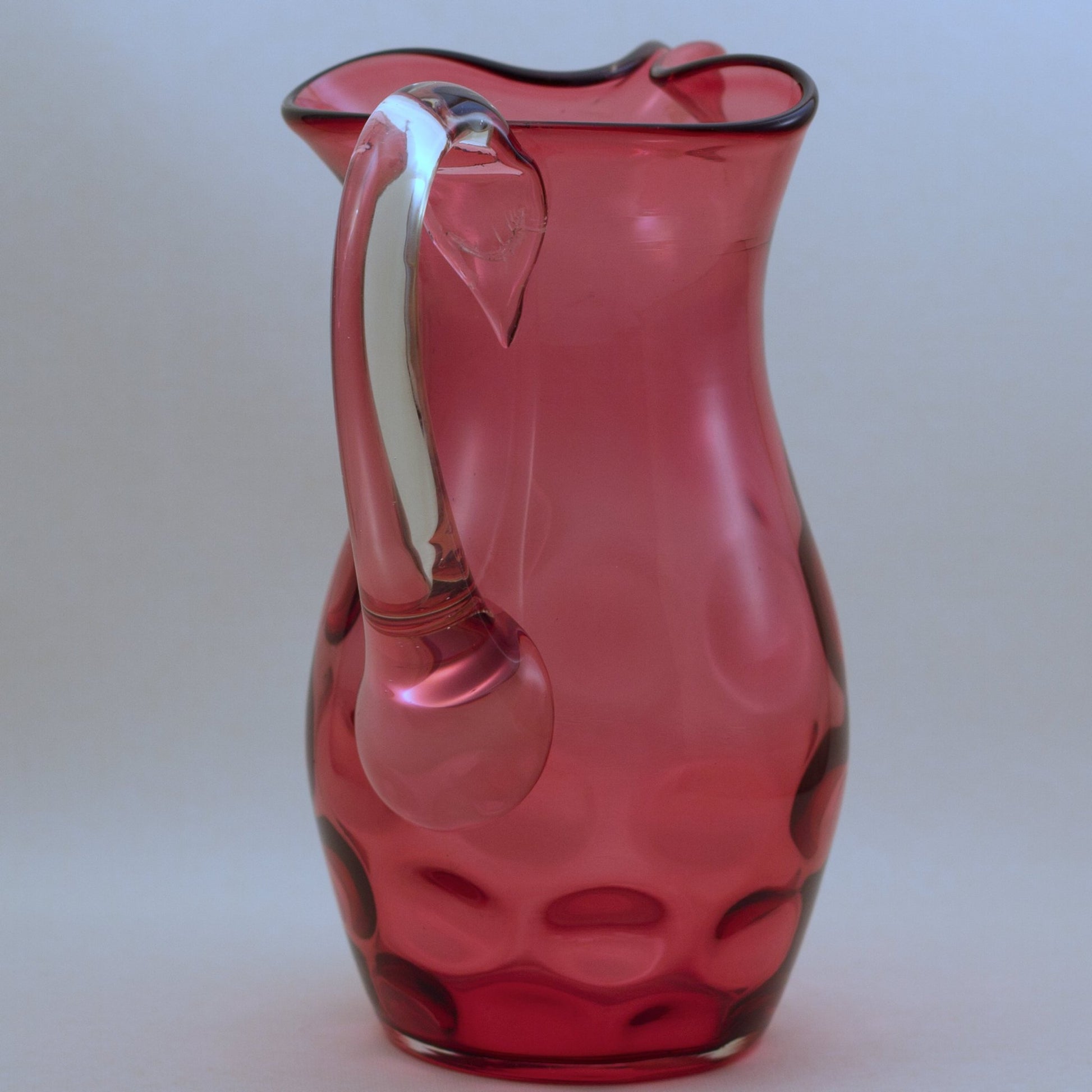Cranberry Glass Coin Dot Pitcher Fenton or Rossi 2 cup