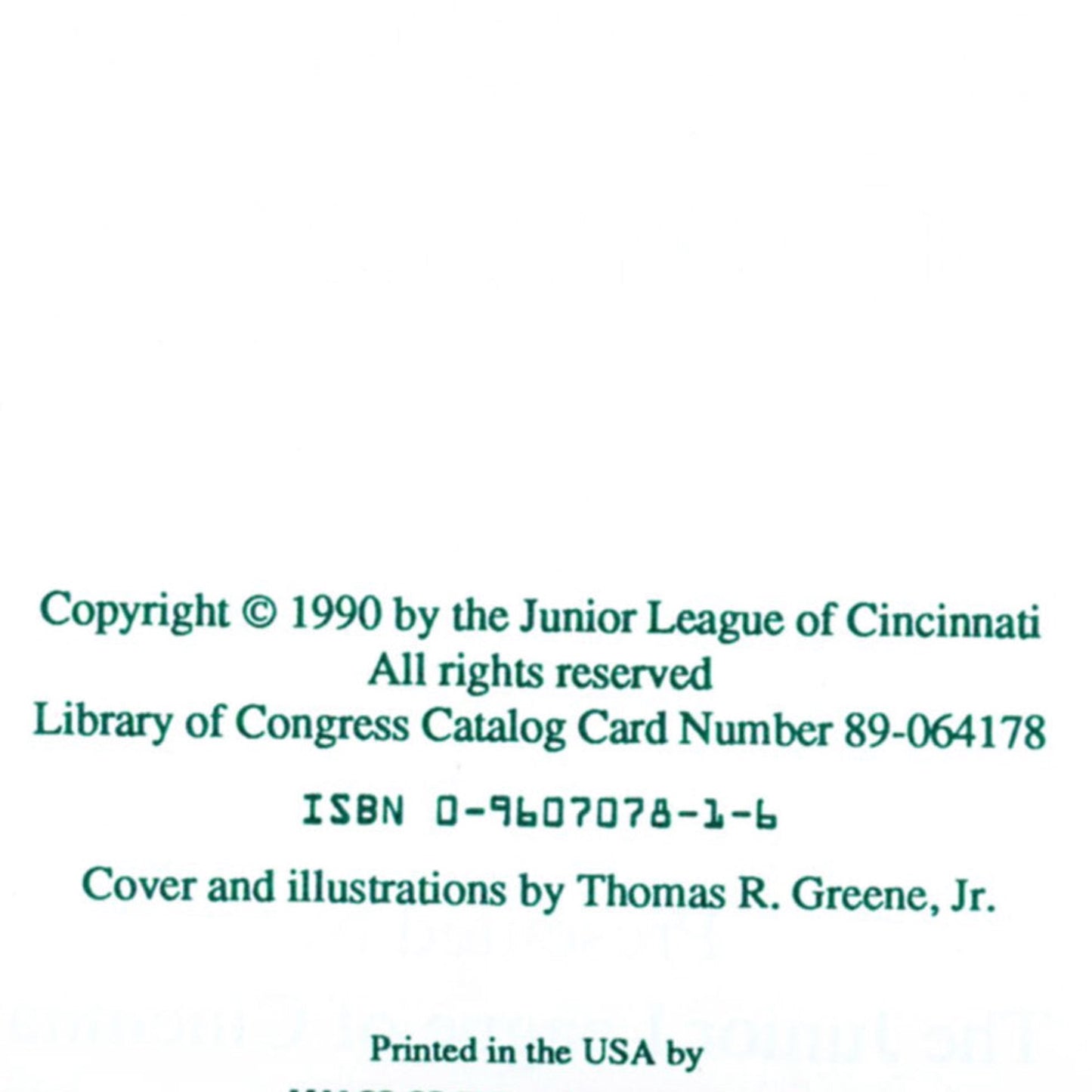RIVERFEAST: Still Celebrating Cincinnati | Junior League of Cincinnati | ©1990 First Printing Copyright Page