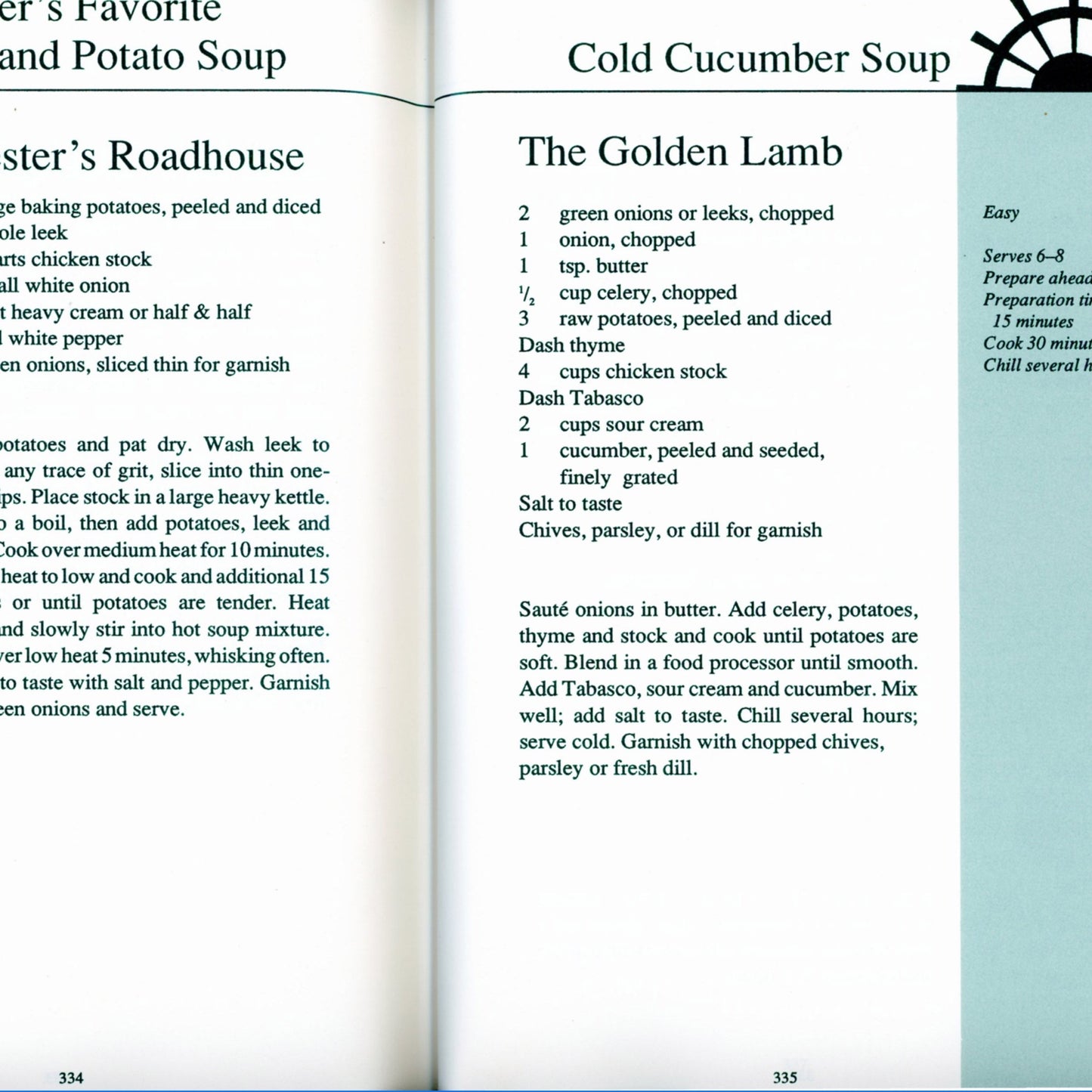 RIVERFEAST: Still Celebrating Cincinnati | Junior League of Cincinnati | ©1990 First Printing Recipe Sample Golden Lamb