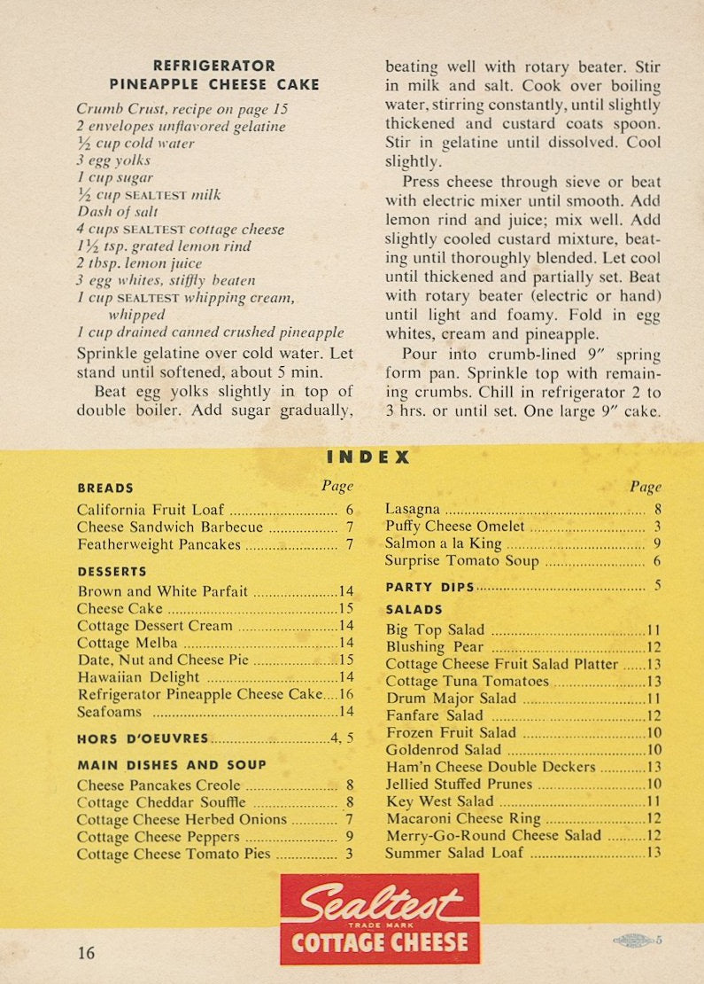 SERVE MORE COTTAGE CHEESE Recipes From Sealtest Kitchens Recipe Booklet Circa 1954
