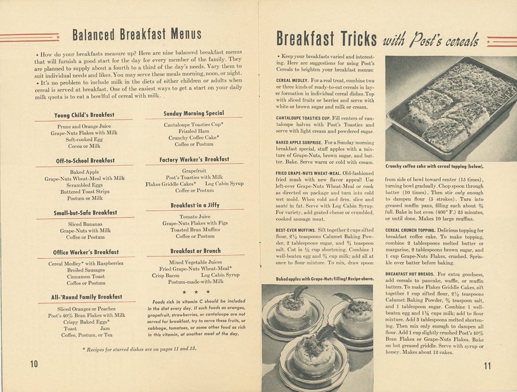 YOU CAN COUNT ON CEREALS Vintage Recipe Booklet Published by General Foods Circa 1948