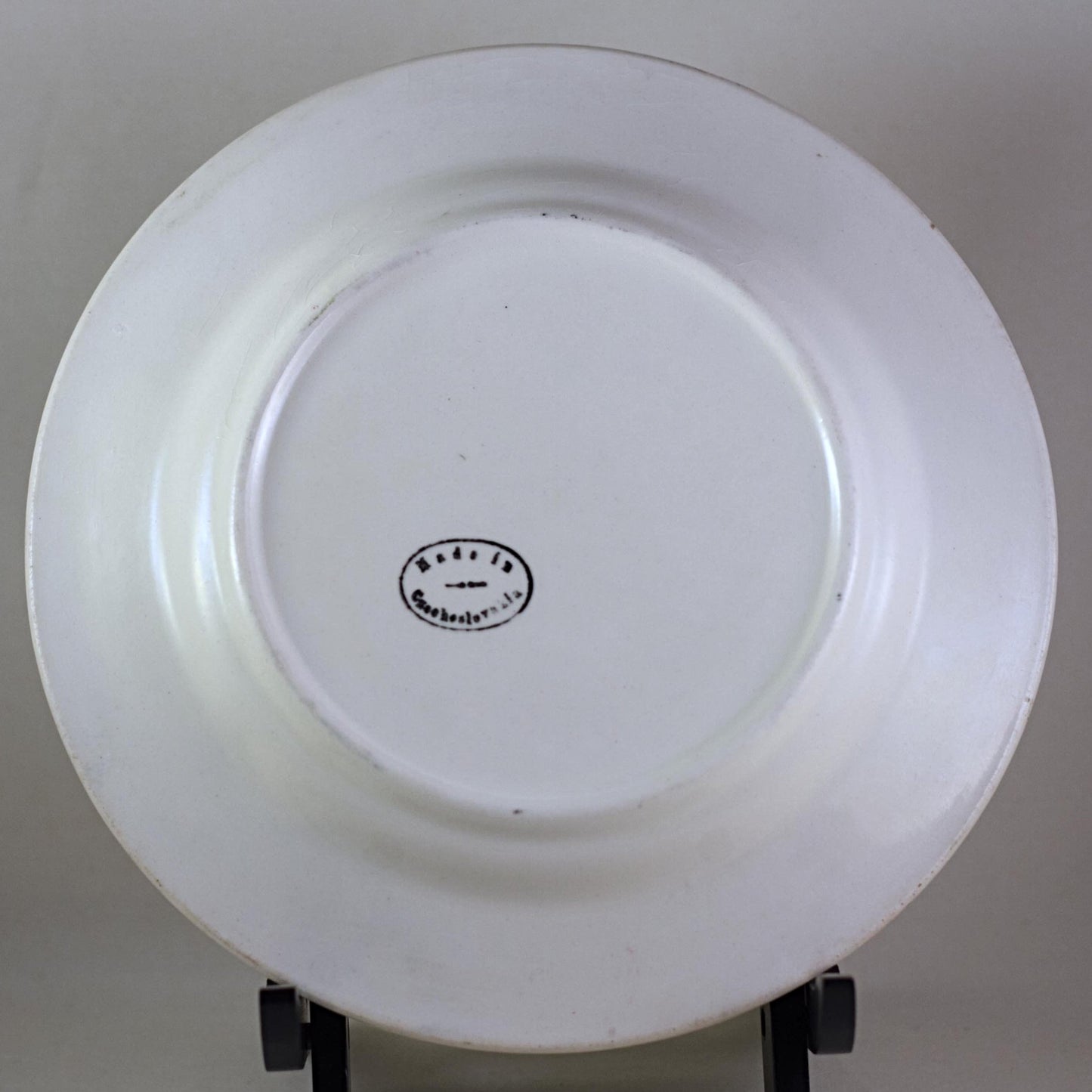 CZECHOSLOVAKIAN MARKED PLATE Windmill by the Sea Illustration with Green Trim