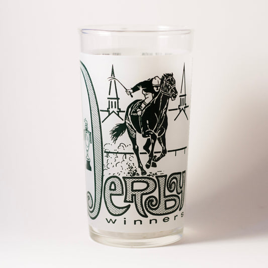 KENTUCKY DERBY Unofficial Bar Glass | Green Frosted Big D | 1967 - 1968