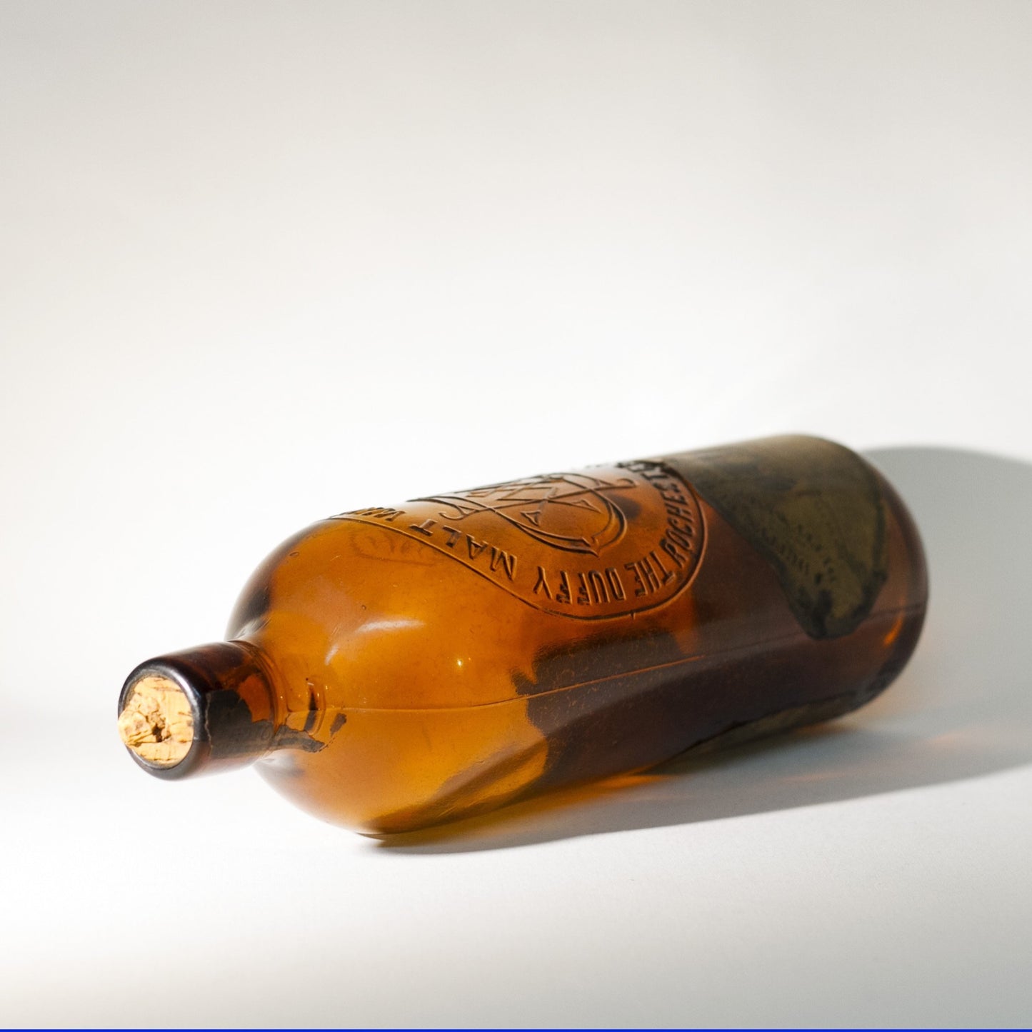 Amber Glass DUFFY'S PURE MALT WHISKEY Bottle With Original Duffy Paper Labels Circa 1910