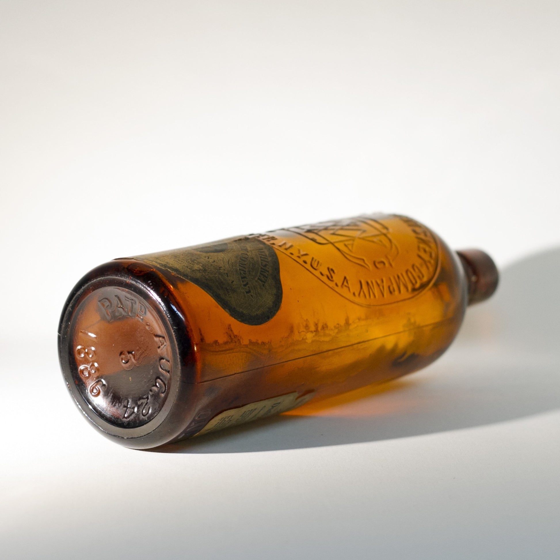 Amber Glass DUFFY'S PURE MALT WHISKEY Bottle With Original Duffy Paper Labels Circa 1910