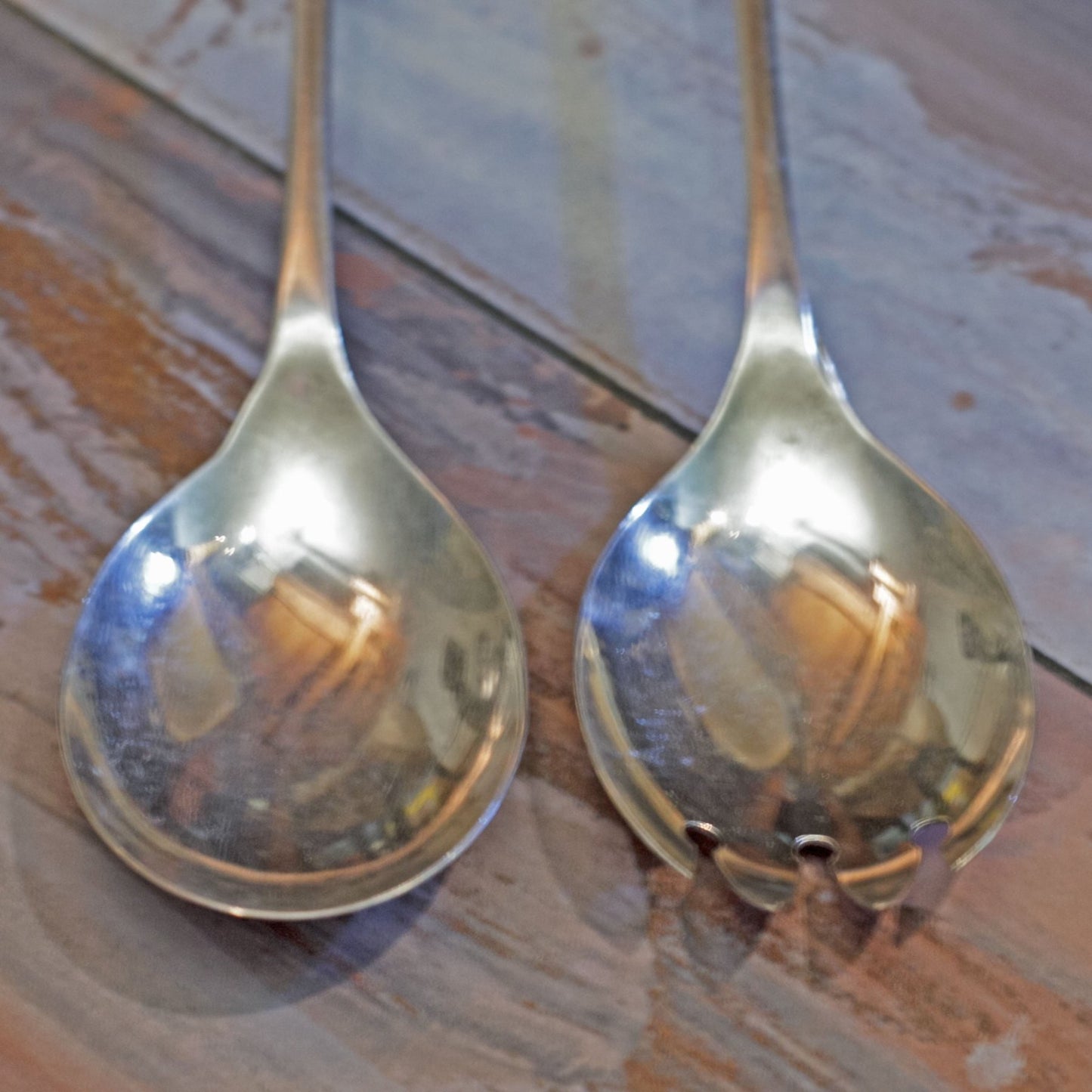 GENTRY SILVER PLATE SALAD SET Made in Shefffield England Mid-Century Modern Design