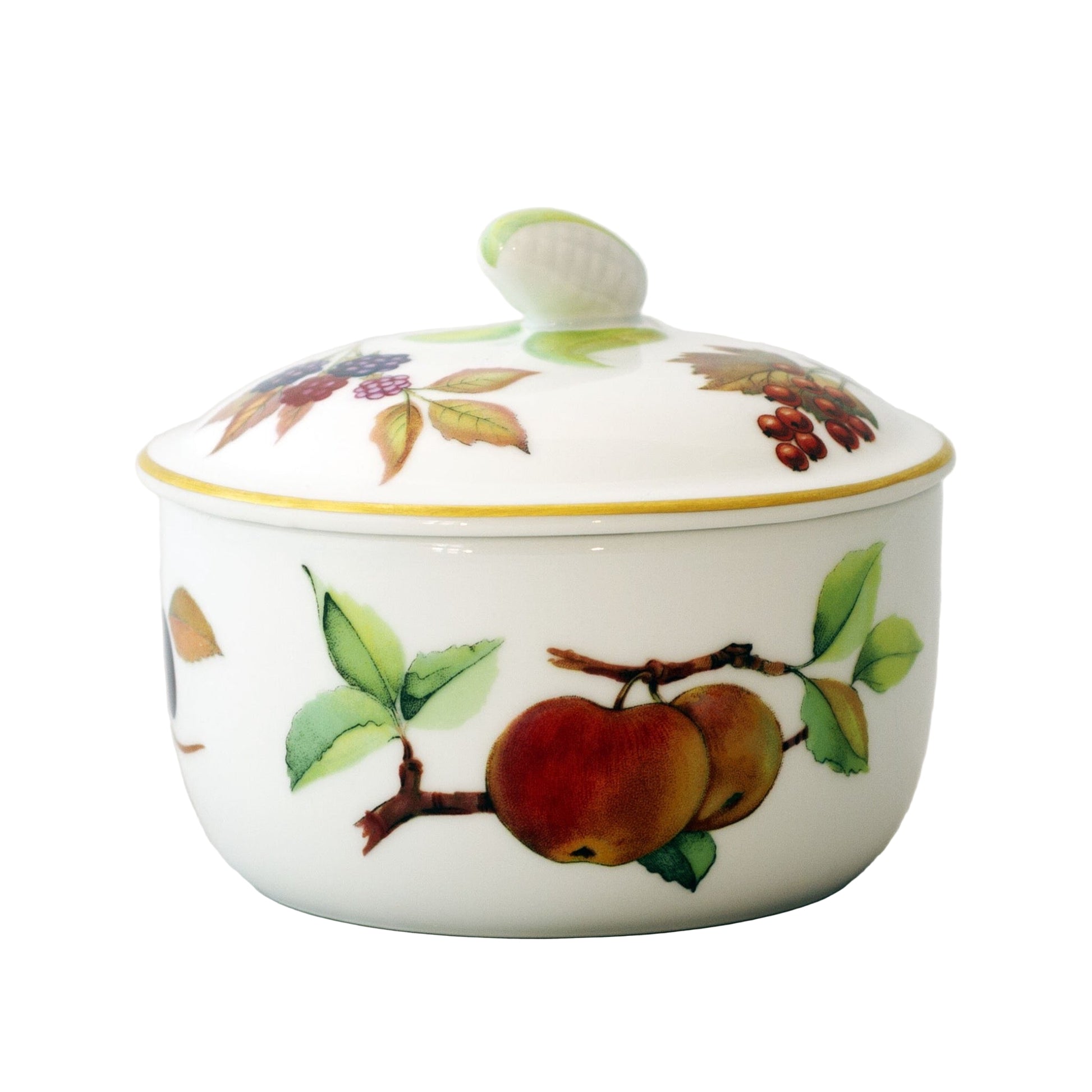 Royal WorcesterEVESHAM GOLD Porcelain Butter Tub with Lid with Fruit Sprays