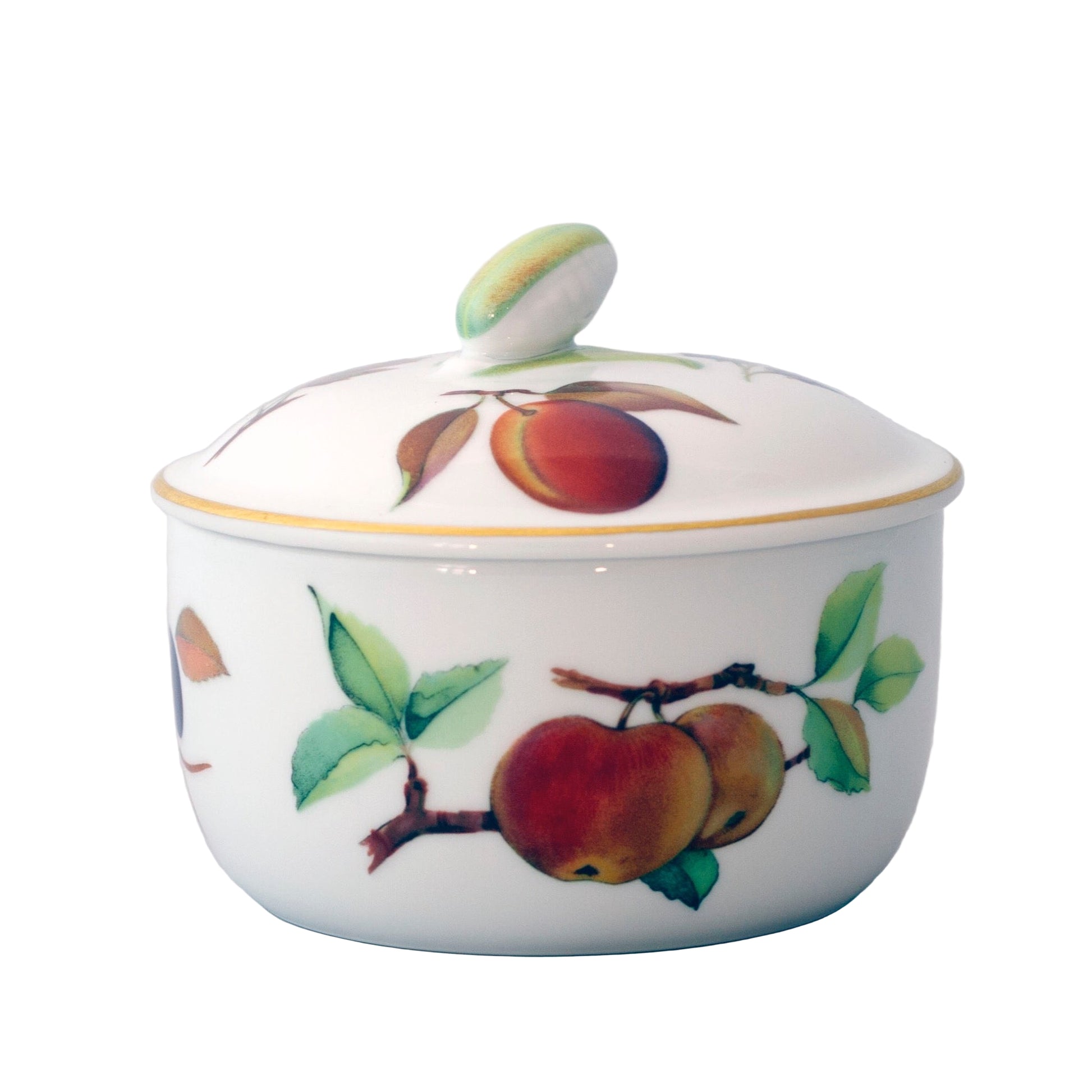 Royal WorcesterEVESHAM GOLD Porcelain Butter Tub with Lid with Fruit Sprays
