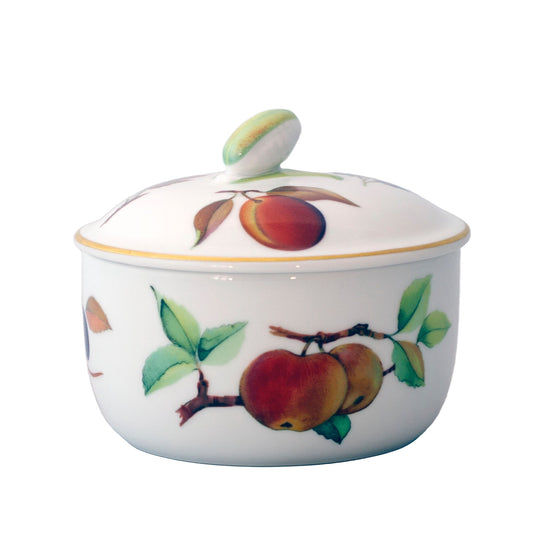 Royal WorcesterEVESHAM GOLD Porcelain Butter Tub with Lid with Fruit Sprays