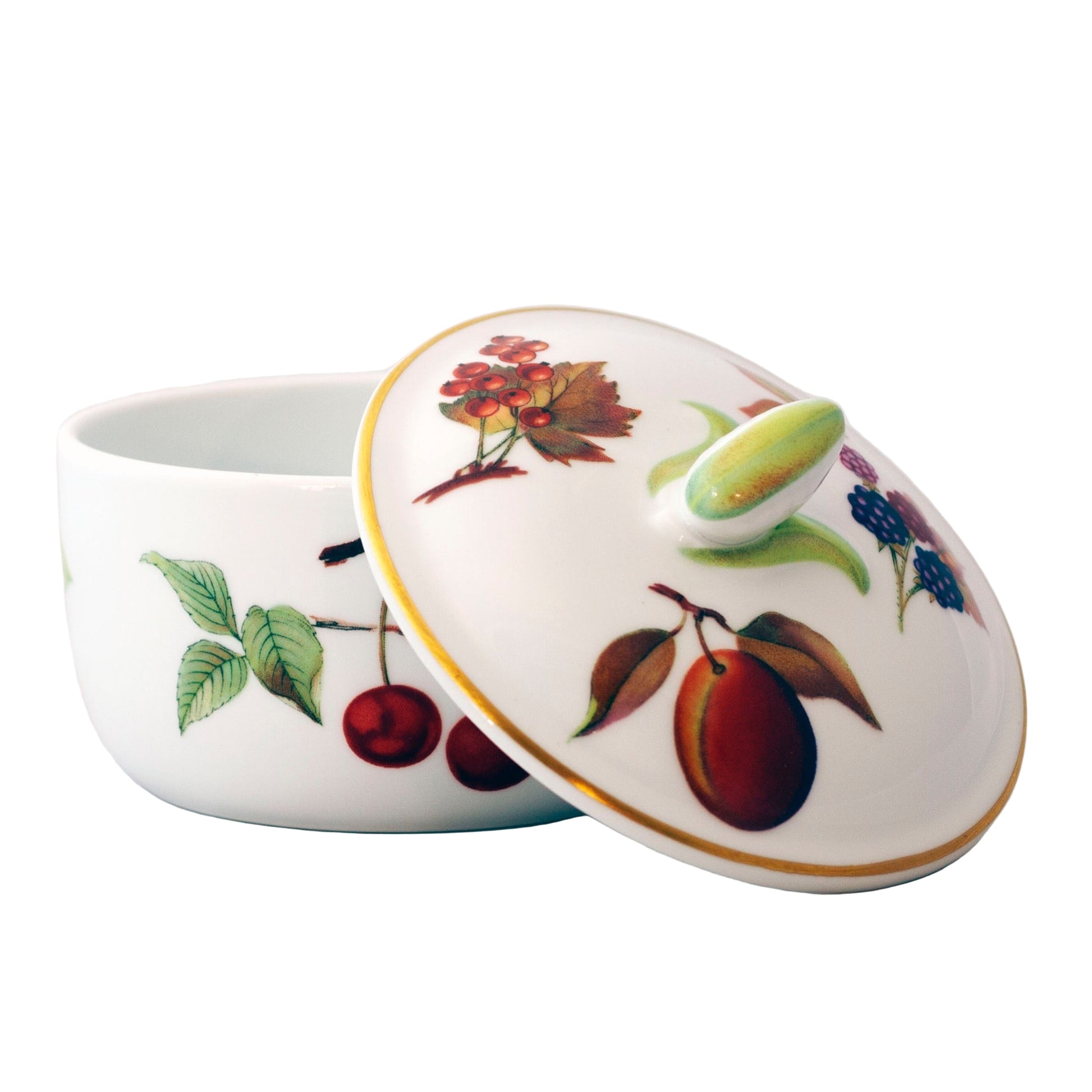 Royal WorcesterEVESHAM GOLD Porcelain Butter Tub with Lid with Fruit Sprays