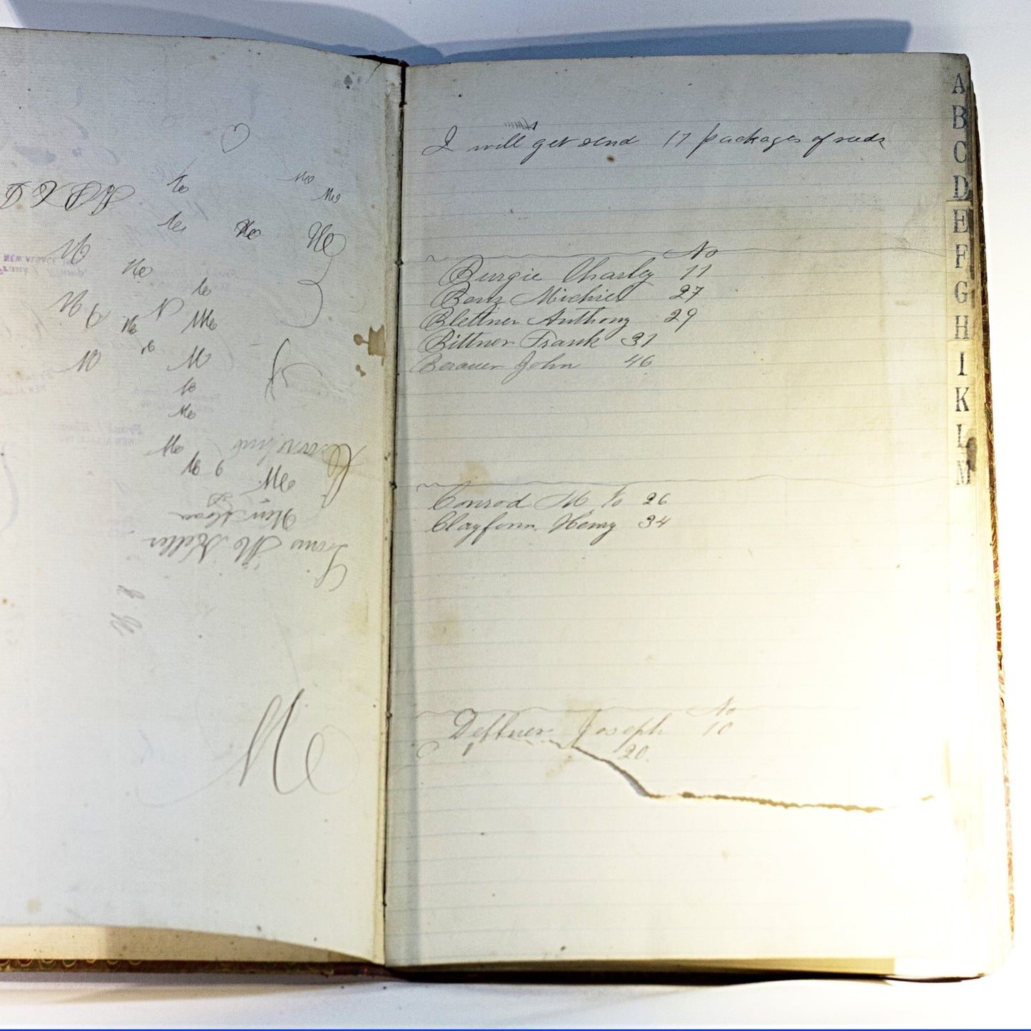 Original 1887 MANUSCRIPT BLACKSMITH WORK LEDGER for Cornelius Klump