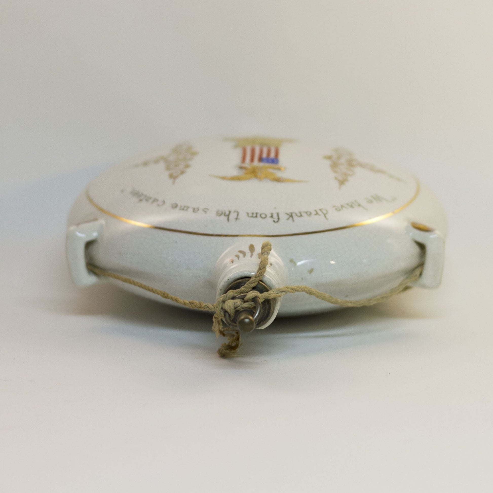 GRAND ARMY OF THE REPUBLIC (G.A.R.) Civil War Veteran CERAMIC CANTEEN Circa Late 1800s Top