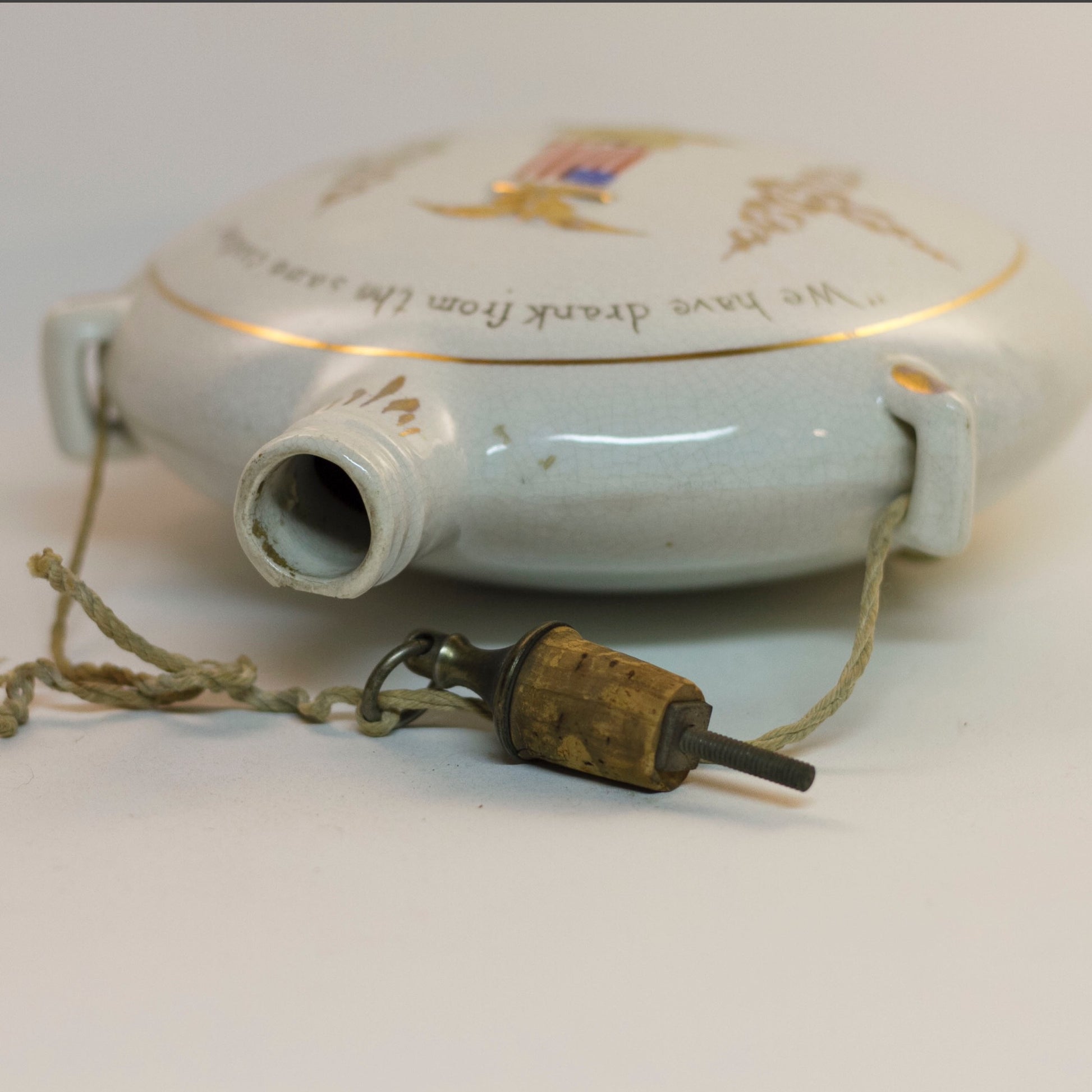 GRAND ARMY OF THE REPUBLIC (G.A.R.) Civil War Veteran CERAMIC CANTEEN Circa Late 1800s Mouth with Cork