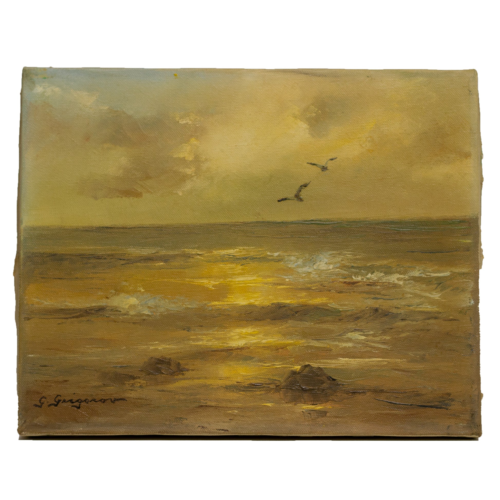 Original Oil Painting of North Sea in Europe Seascape by Gertrude Grigorov