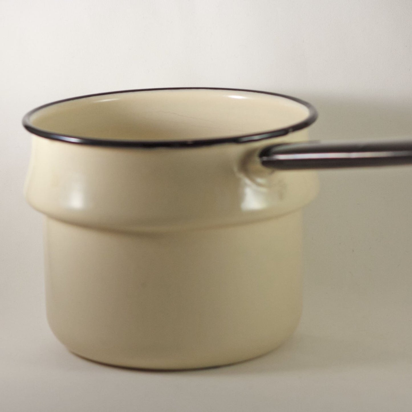 ENAMELWARE DOUBLE BOILER Beige with Black Handles Circa 1940s