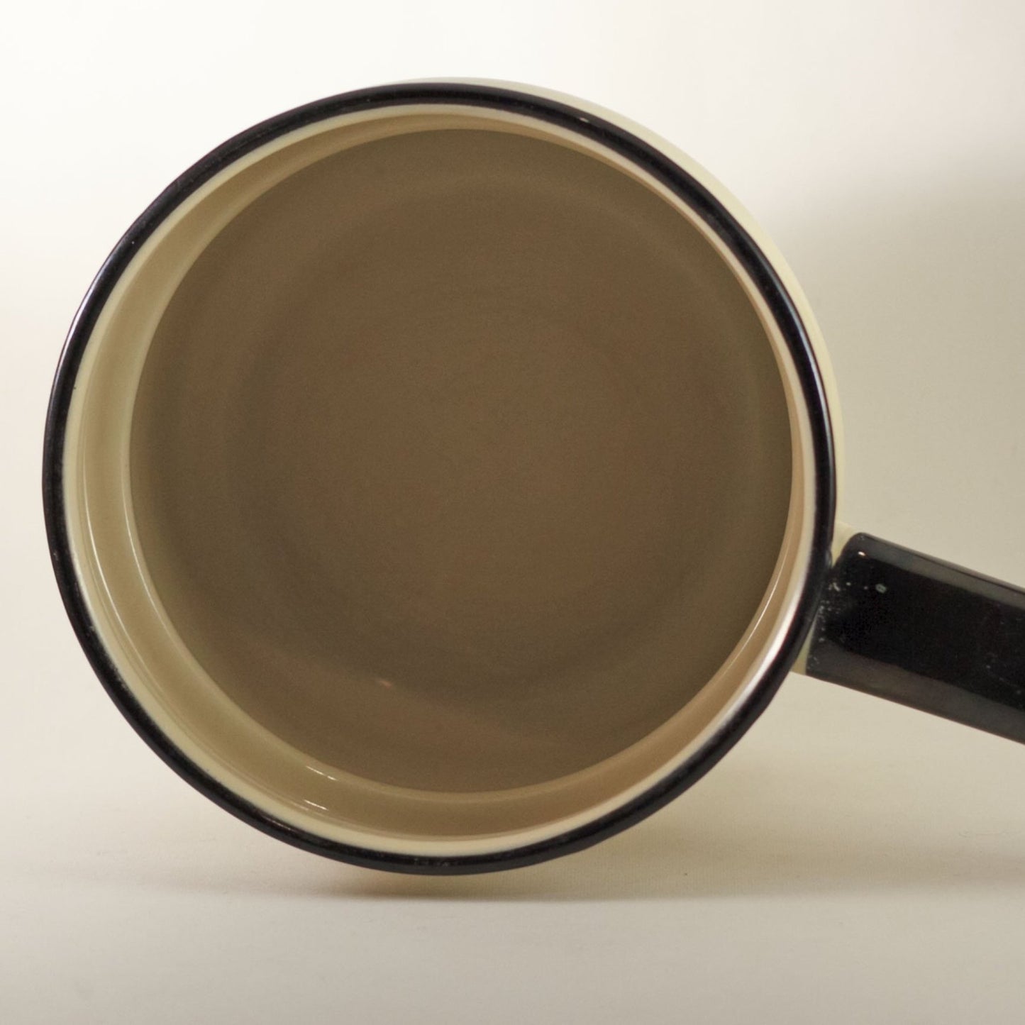 ENAMELWARE DOUBLE BOILER Beige with Black Handles Circa 1940s