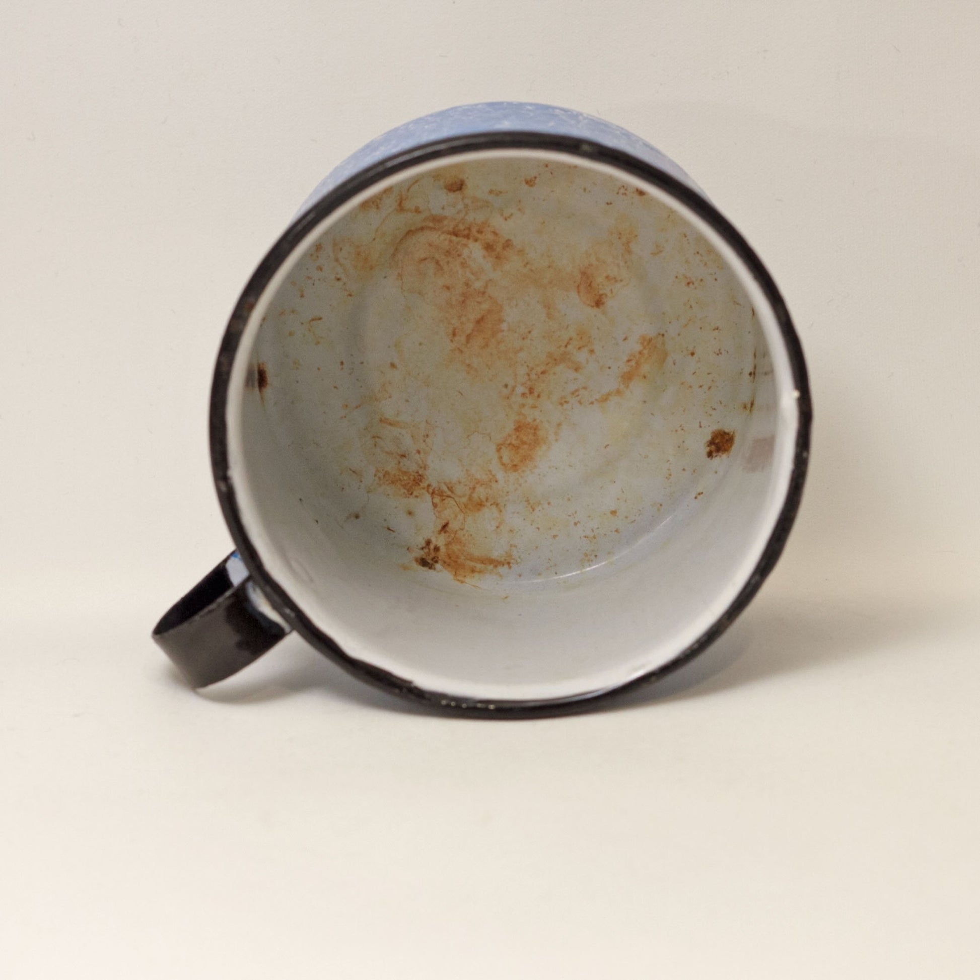 Antique GRANITE WARE 16-OUNCE CUP Vintage Blue and White Speckled