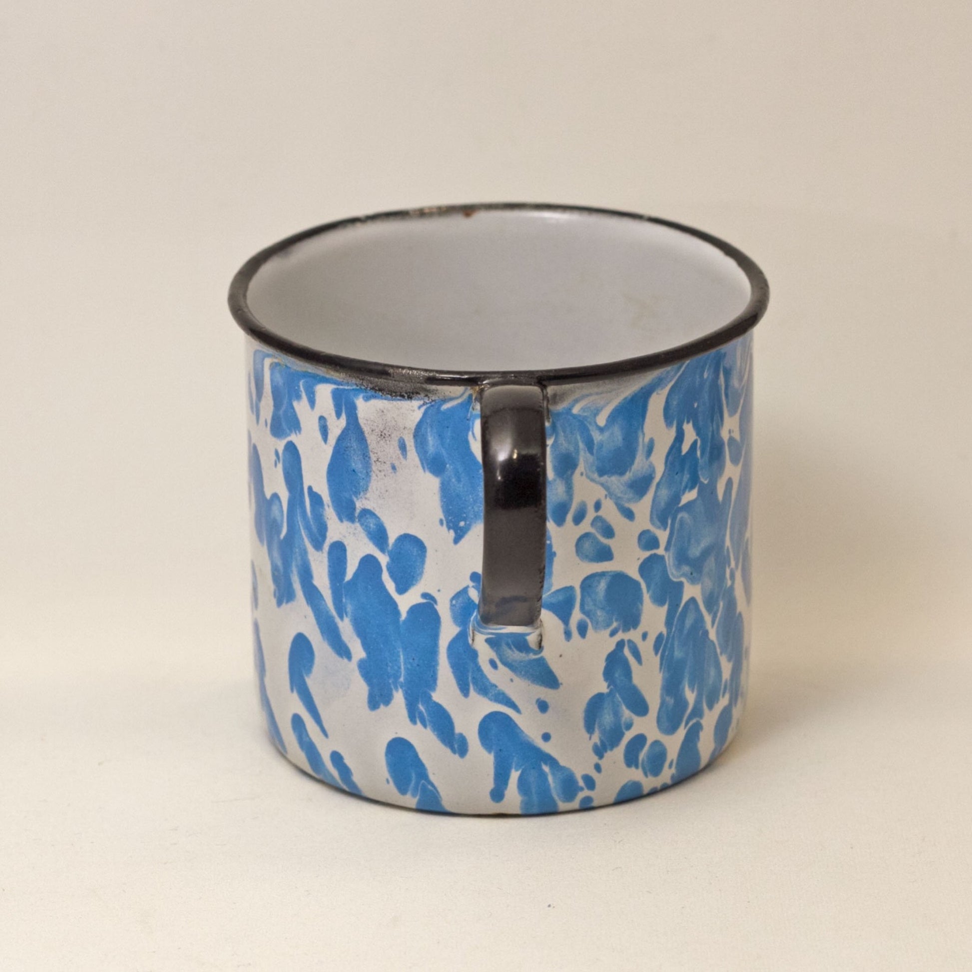 Antique GRANITE WARE 12-OUNCE CUP Vintage Blue and White Swirl