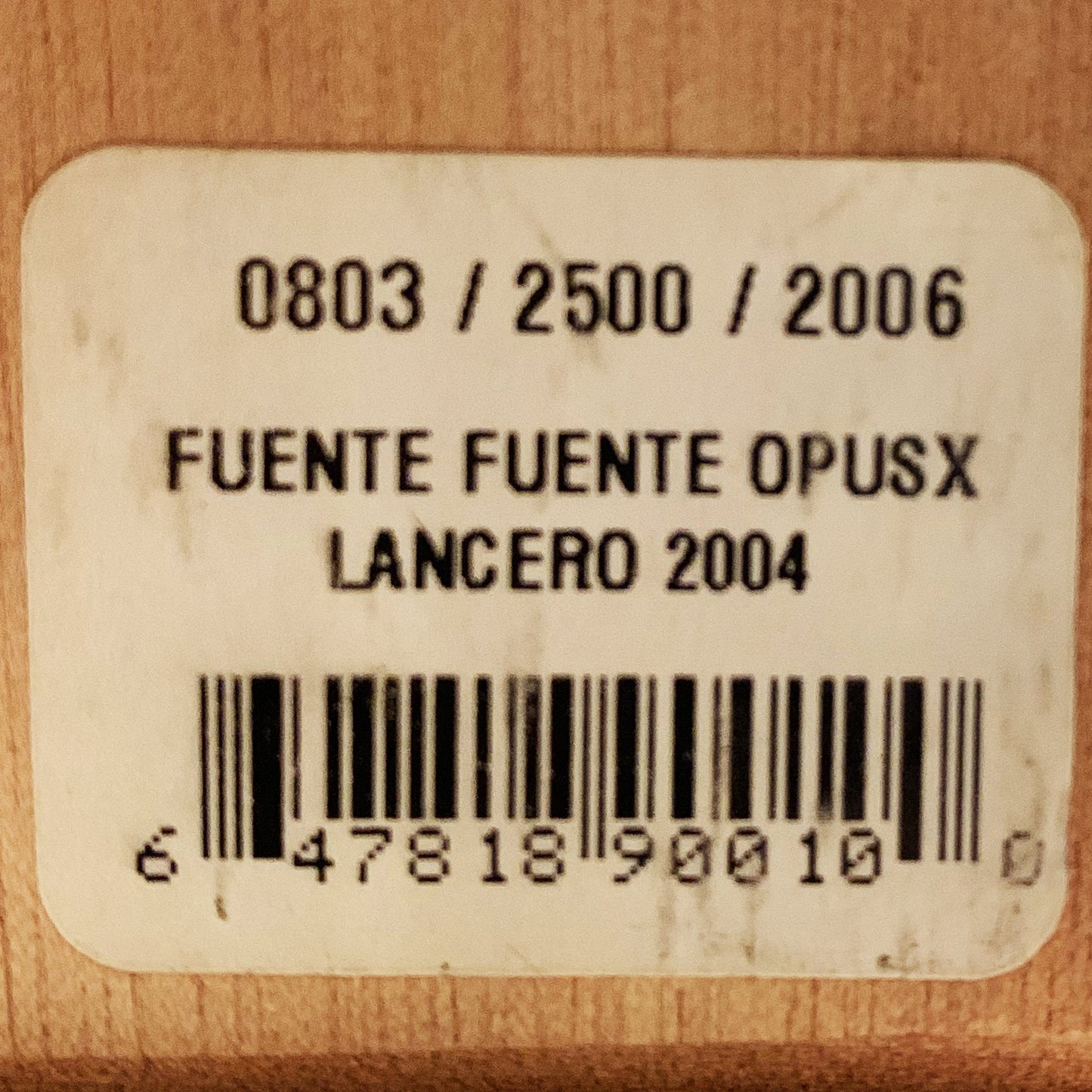Gift for cigar connoisseur! CHATEAU de la FUENTE WOOD CIGAR BOX for FUENTE FUENTE OPUSX LANCERO cigars. Held 2006 limited-edition set containing 4 rare Fuente Fuente OpusX cigars, photo essay book, Journey to Chateau de la Fuente, and travel size Humidipak. Only 2,500 made and sold; box stamped 803 out of the 2500.