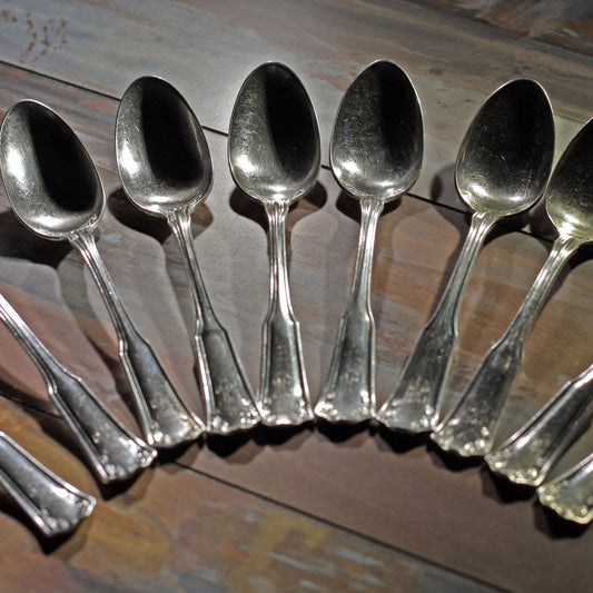 LAUREL SILVER PLATE TEASPOONS by 1835 R. Wallace Silver Lot of Ten (10)