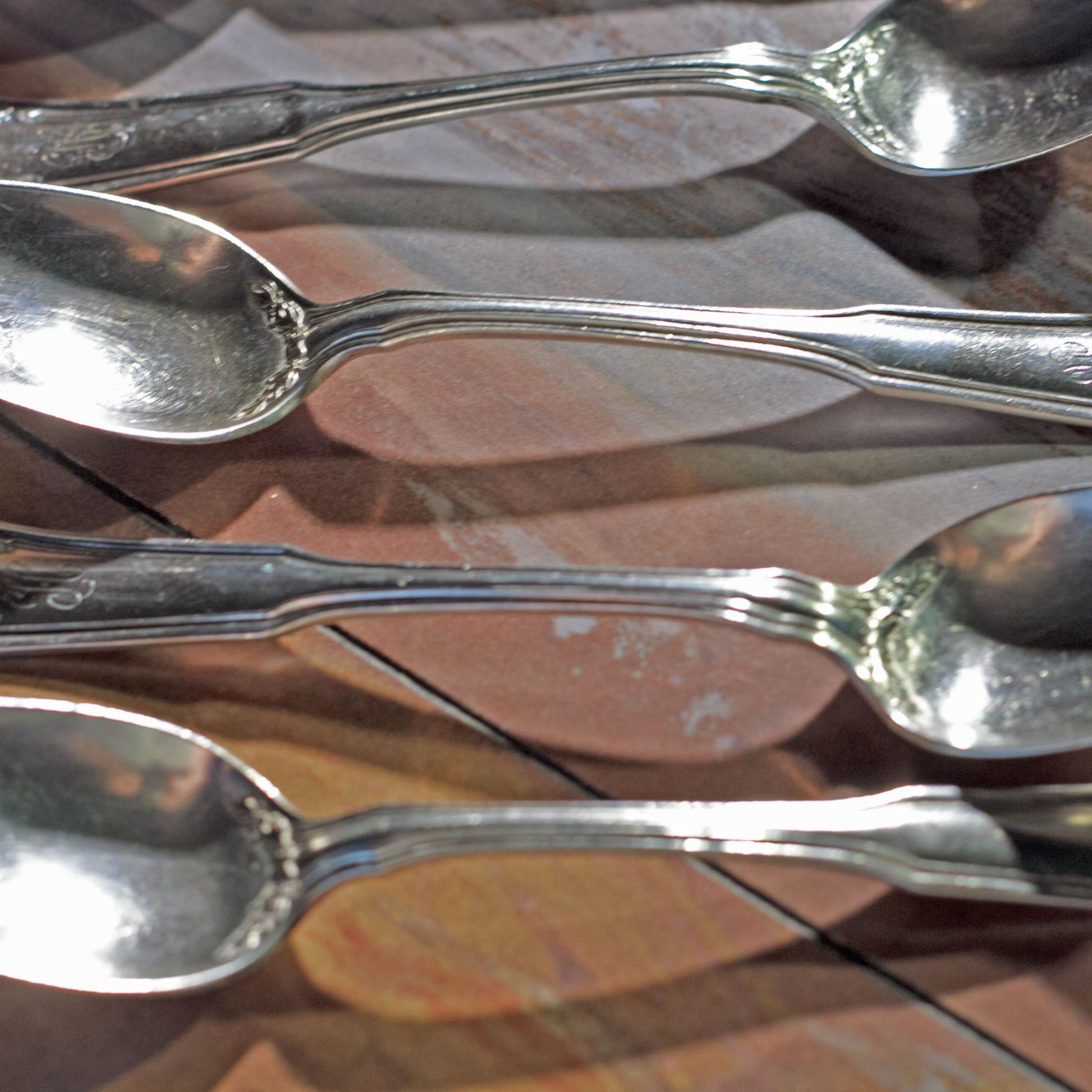 LAUREL SILVER PLATE TEASPOONS by 1835 R. Wallace Silver Lot of Ten (10)