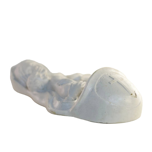 Vintage White Chalkware or Plaster MADONNA AND CHILD HOLY WATER FONT