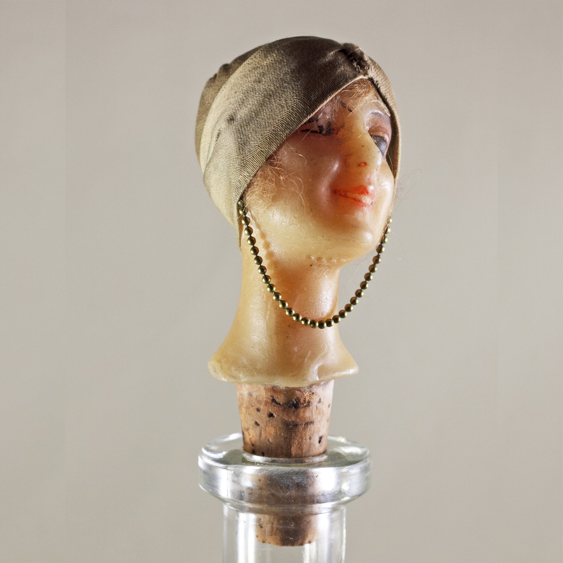 FRENCH MANNEQUIN HEAD Bottle Stopper Art Deco Circa 1920s RARE