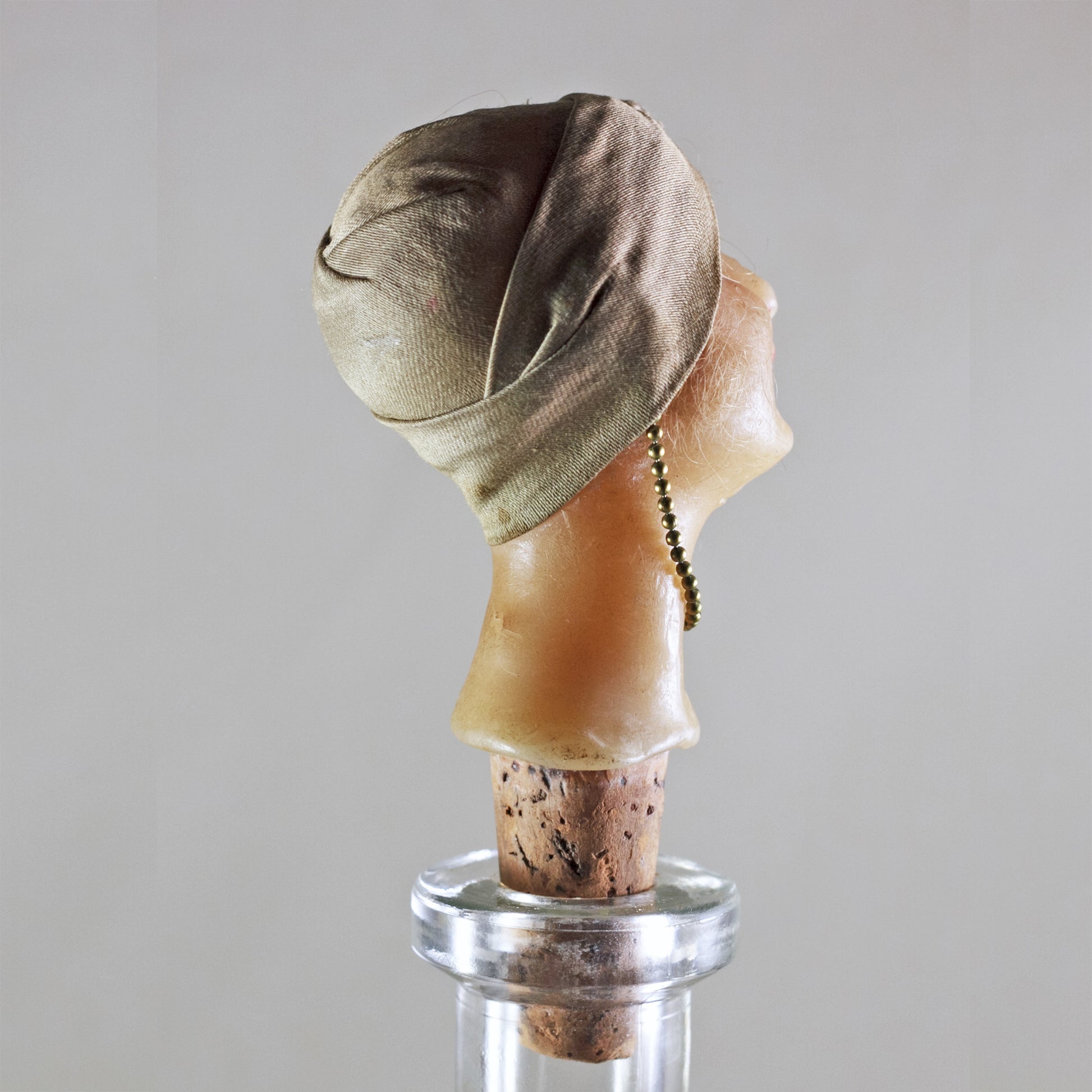 FRENCH MANNEQUIN HEAD Bottle Stopper Art Deco Circa 1920s RARE