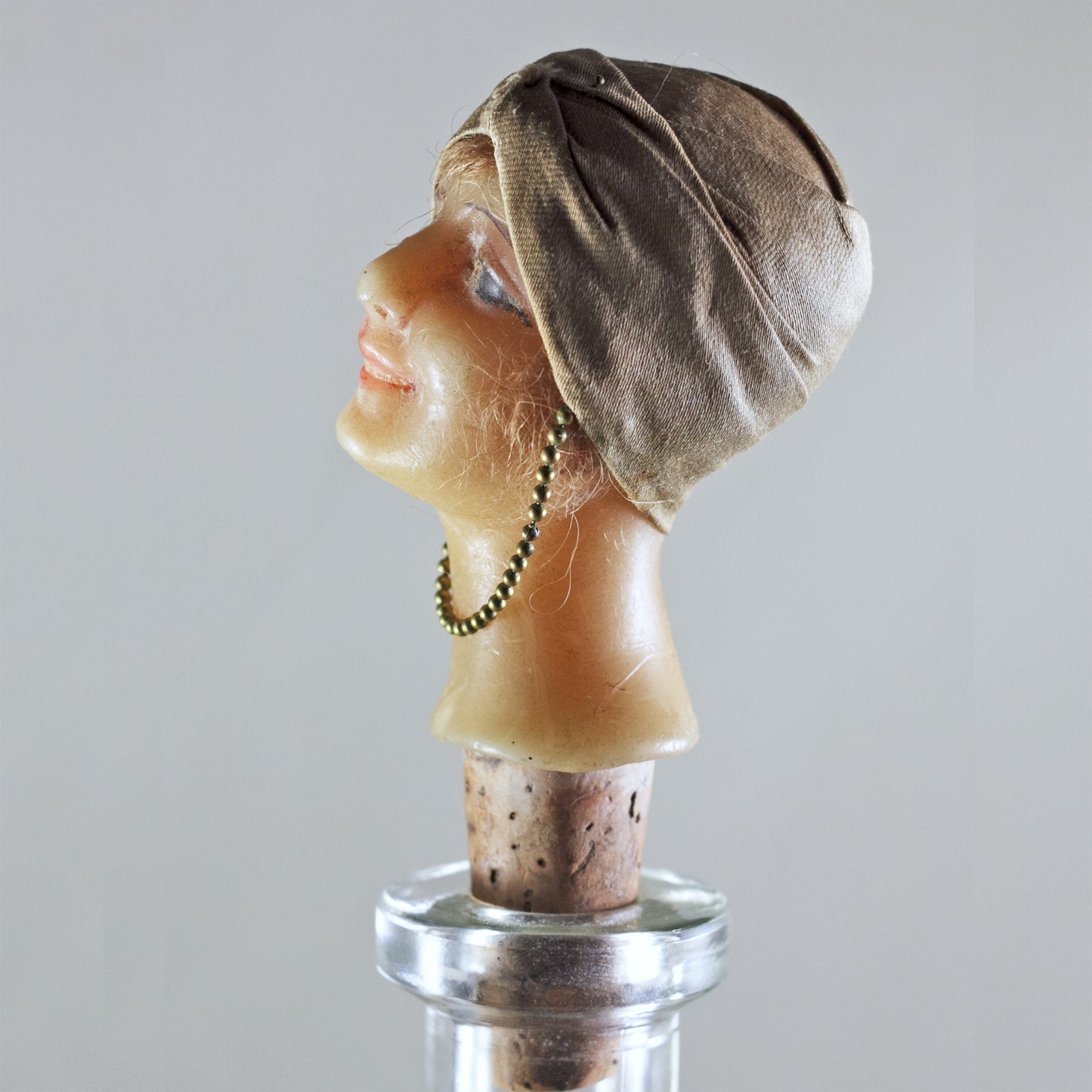 FRENCH MANNEQUIN HEAD Bottle Stopper Art Deco Circa 1920s RARE