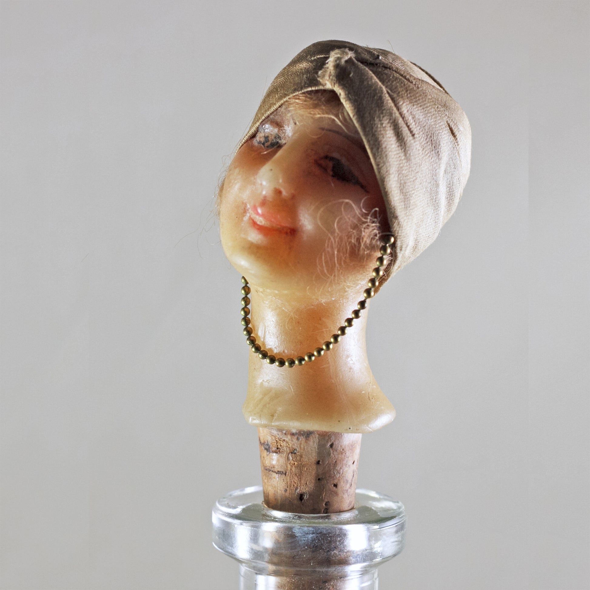 FRENCH MANNEQUIN HEAD Bottle Stopper Art Deco Circa 1920s RARE