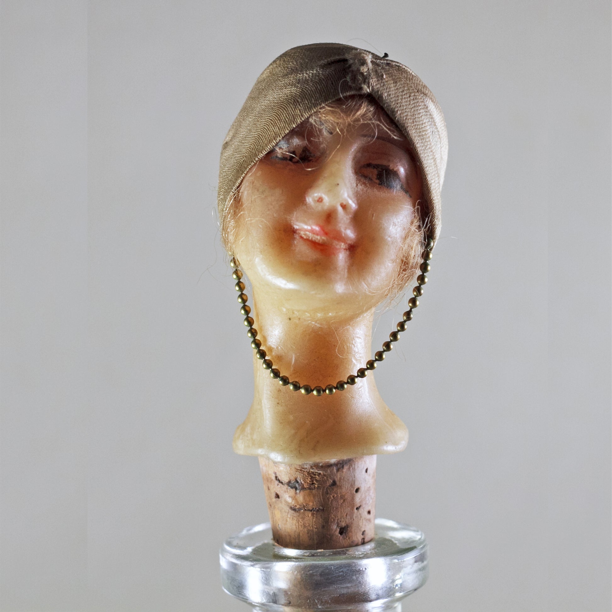 FRENCH MANNEQUIN HEAD Bottle Stopper Art Deco Circa 1920s RARE