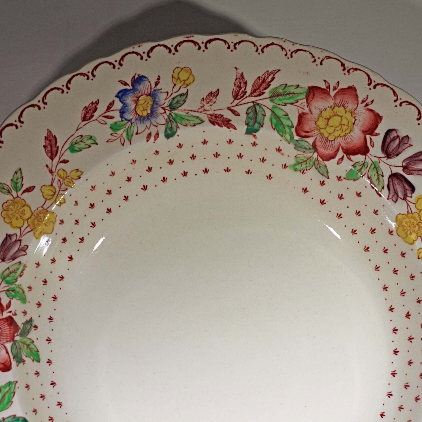 MASON'S PATENT IRONSTONE Rimmed Soup Bowl in Arbor Pattern (1)