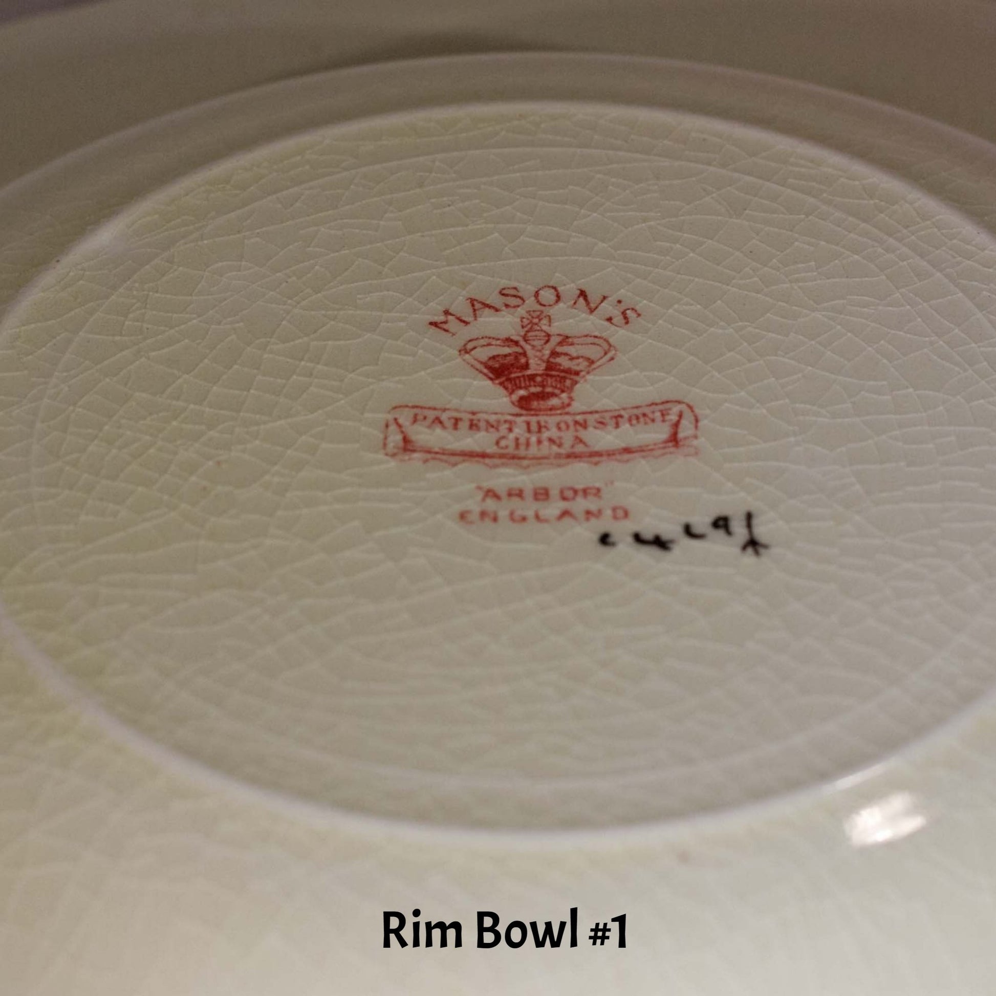 MASON'S PATENT IRONSTONE Rimmed Soup Bowl in Arbor Pattern (5)