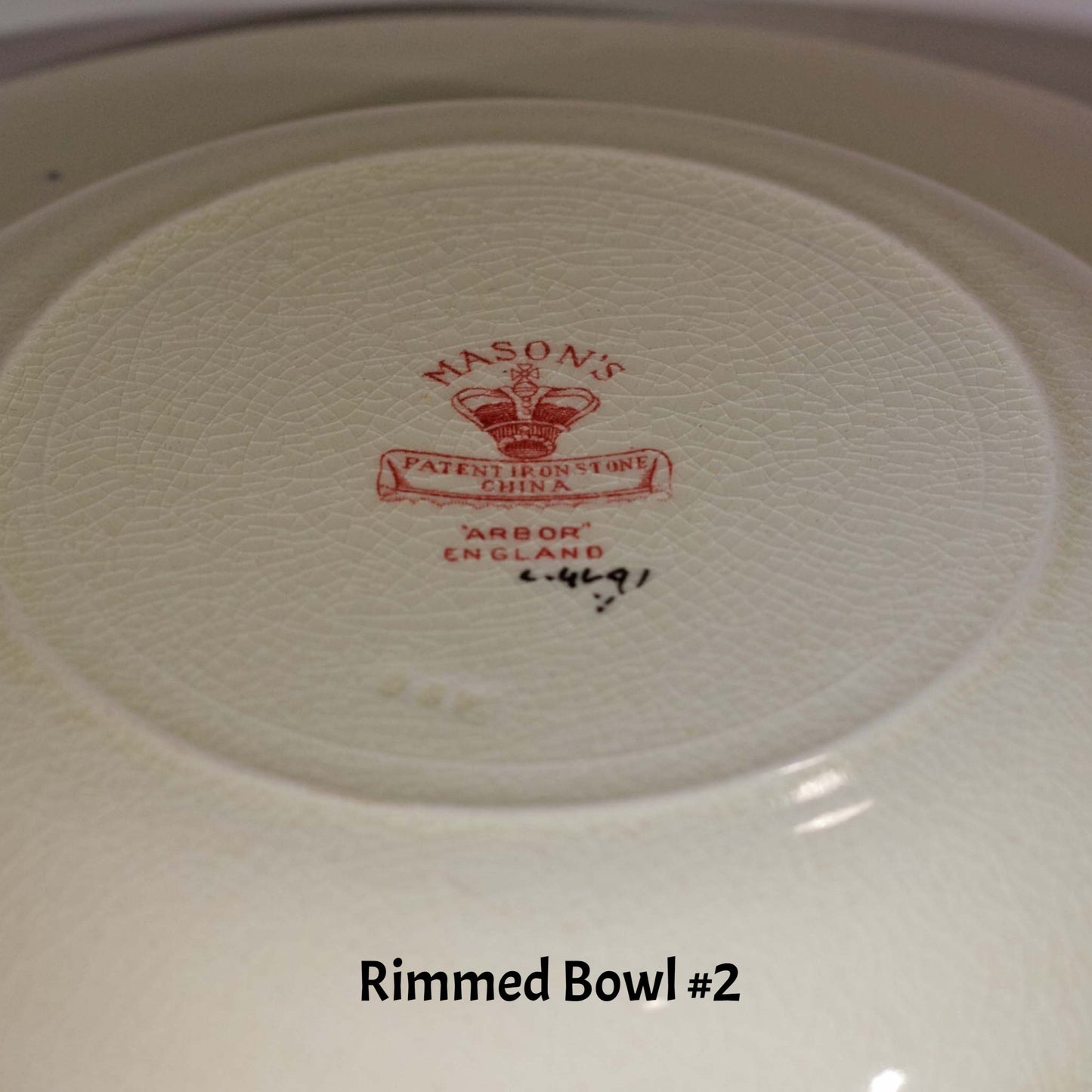 MASON'S PATENT IRONSTONE Rimmed Soup Bowl in Arbor Pattern (6)