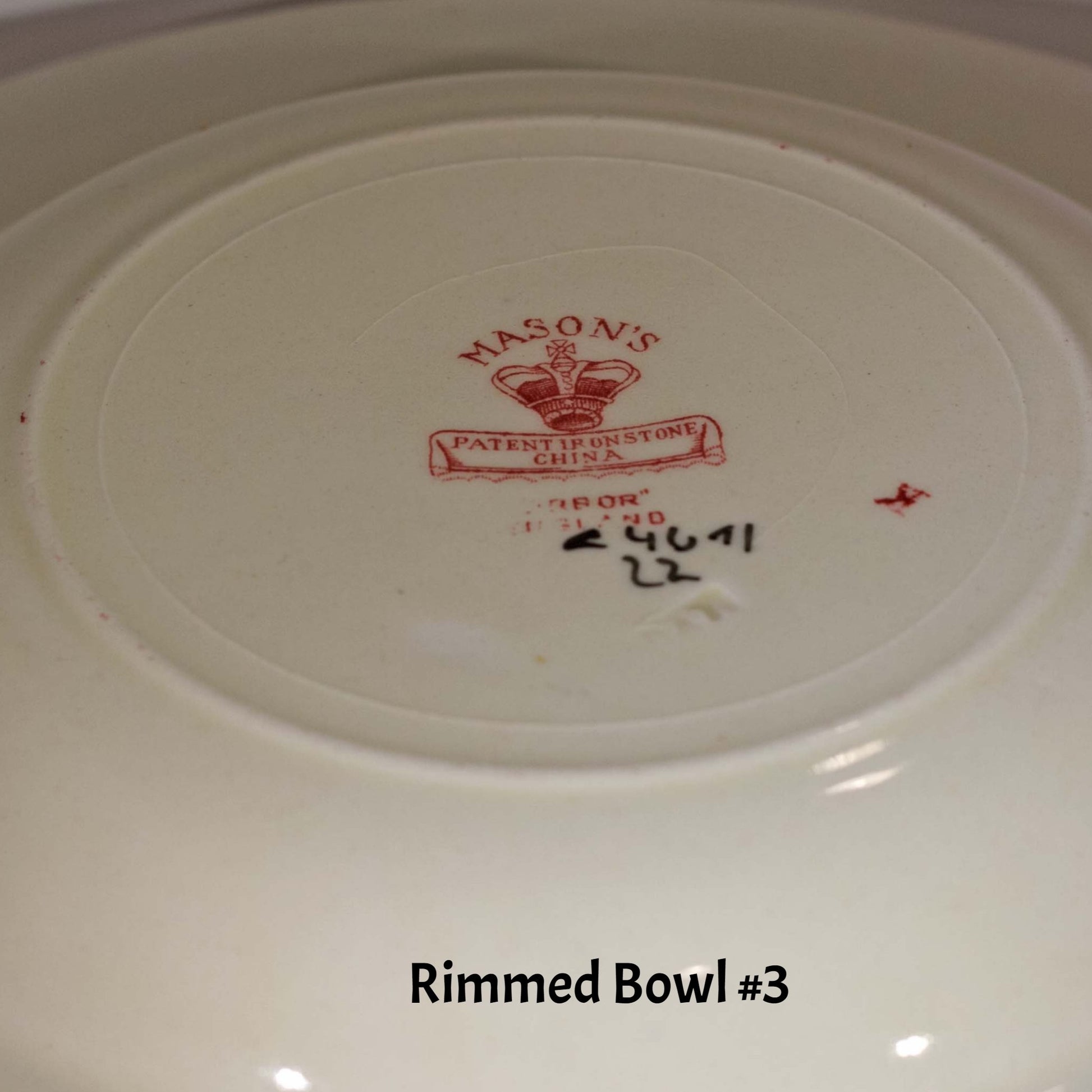 MASON'S PATENT IRONSTONE Rimmed Soup Bowl in Arbor Pattern (7)