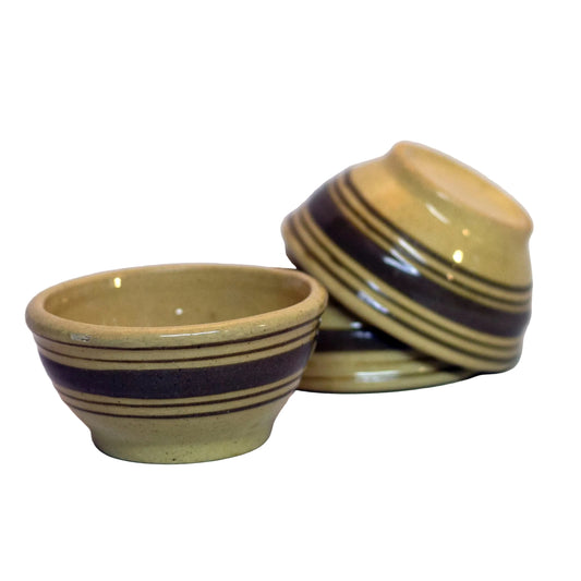 American YELLOWWARE SMALL BANDED BOWLS Set of Three (3) Circa Late 19th to Early 20th Century (2)