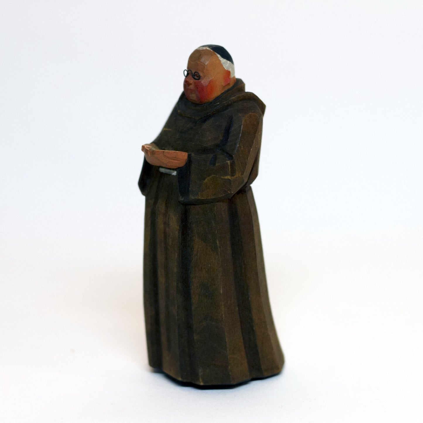 Vintage WOOD FRANCISCAN FRIAR Wearing Wire Glasses Saint Francis of Assisi