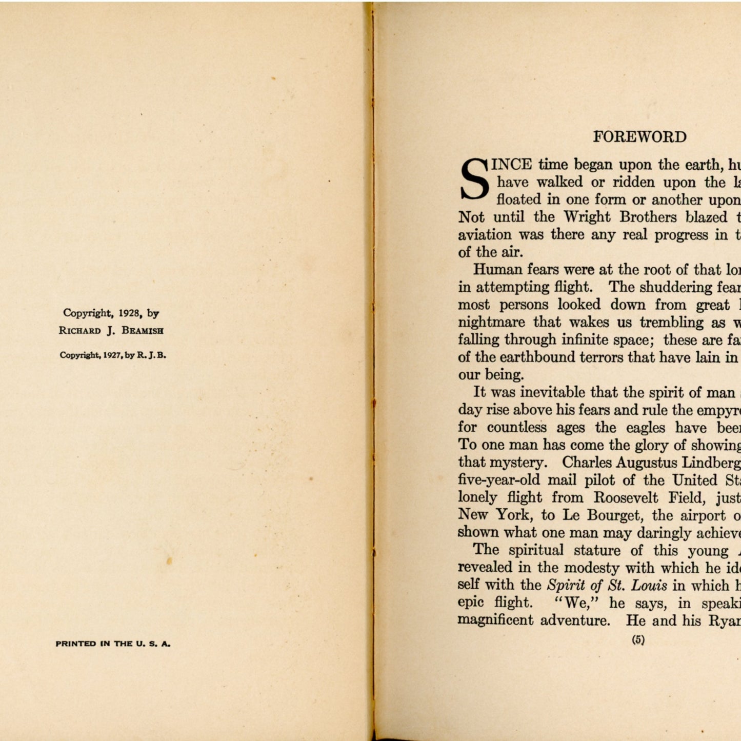 The Boy's Story of LINDBERGH THE LONE EAGLE by Richard J. Beamish ©1928
