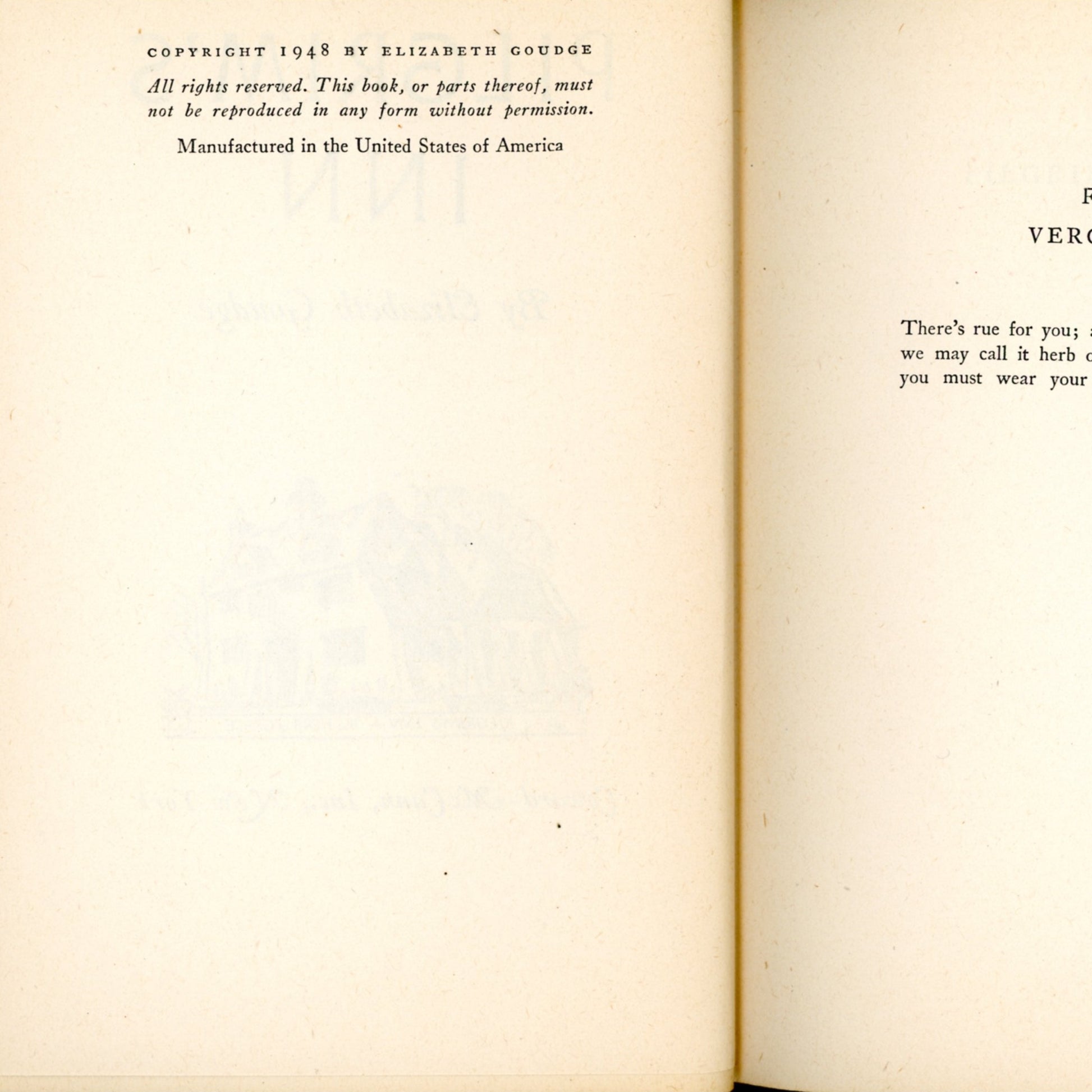 PILGRIM'S INN: The Herb of Grace by Elizabeth Goudge ©1948 First Edition
