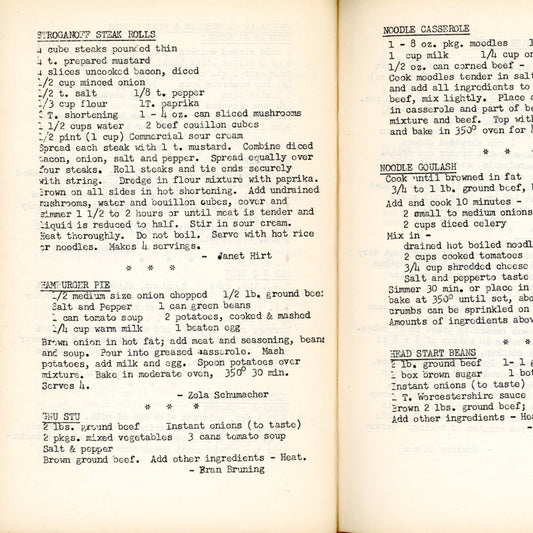 CULINARY ART: From St. Marks Kitchens | St. Mark Lutheran Church | Batesville, IN | ©1950s - 1960s Recipe sample