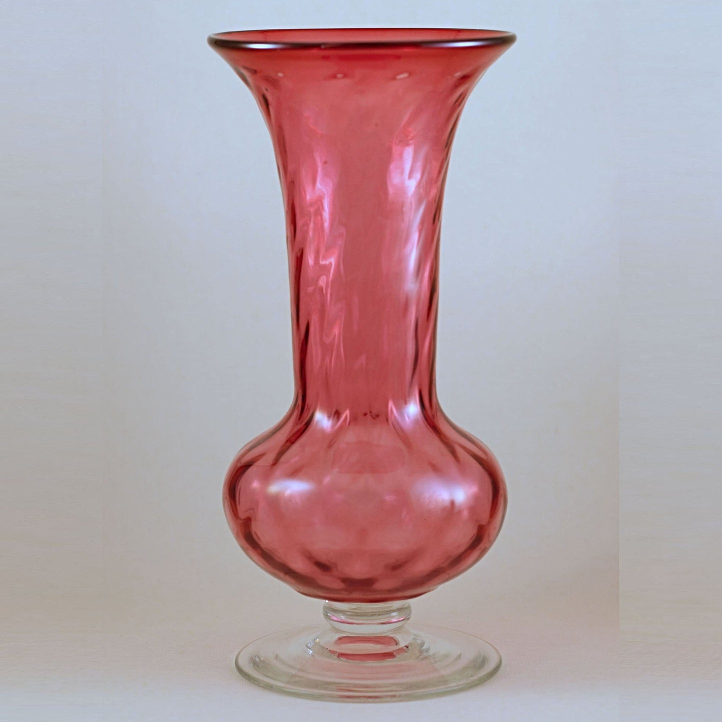 PILGRIM CRANBERRY GLASS Pair of Vintage Footed Vases