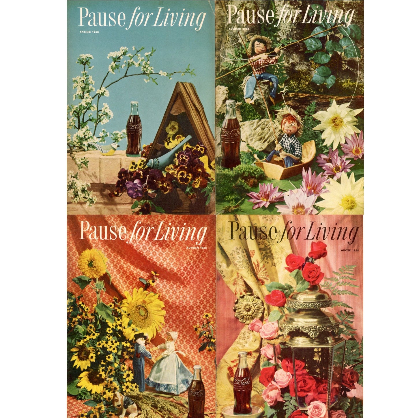 PAUSE FOR LIVING Coca-Cola Advertising Booklets from 1958 Full Year | Set of Four