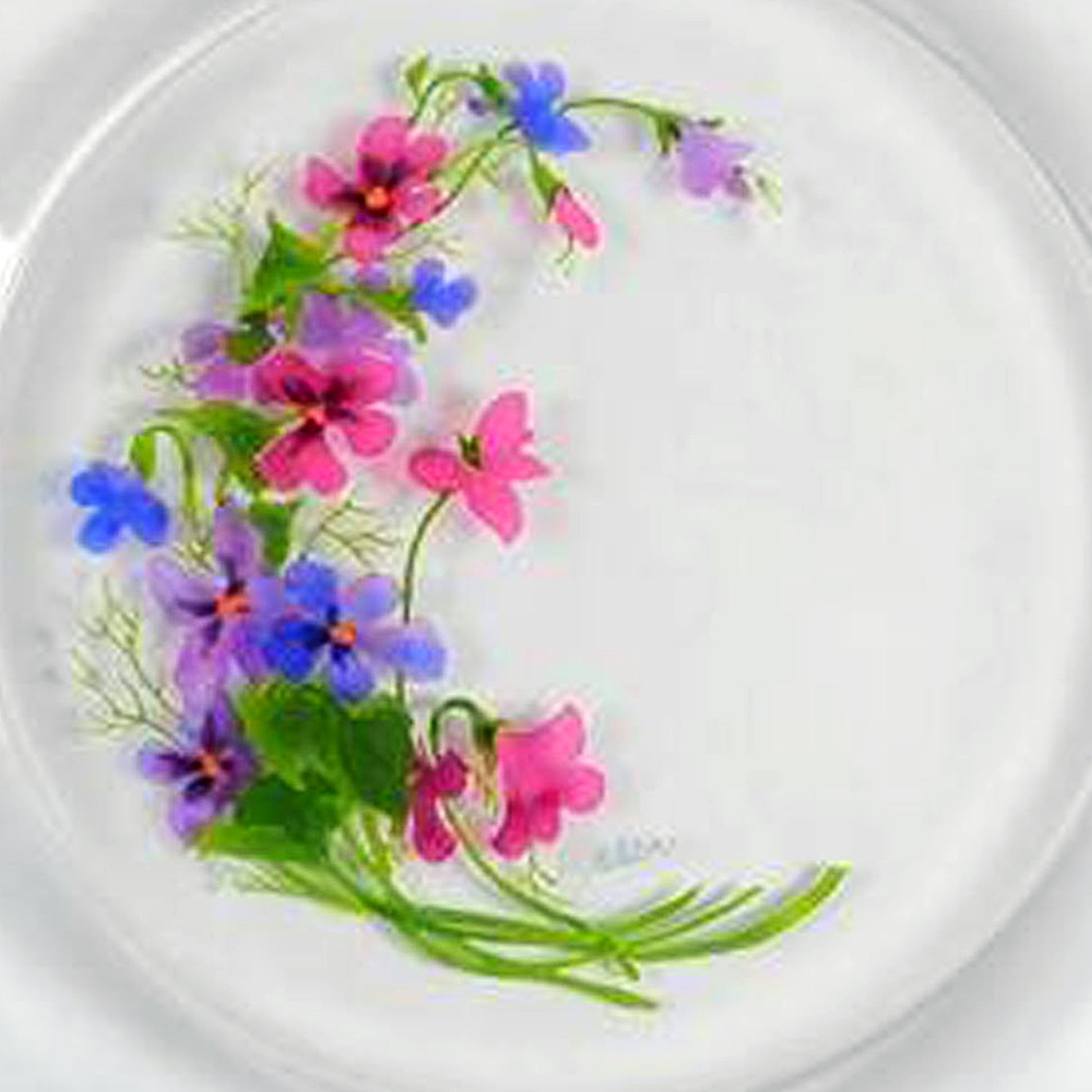 WILD VIOLETS COLLECTION By Avon Hand Painted Crystal Salad Plate Made in France 22K Gold Image 2