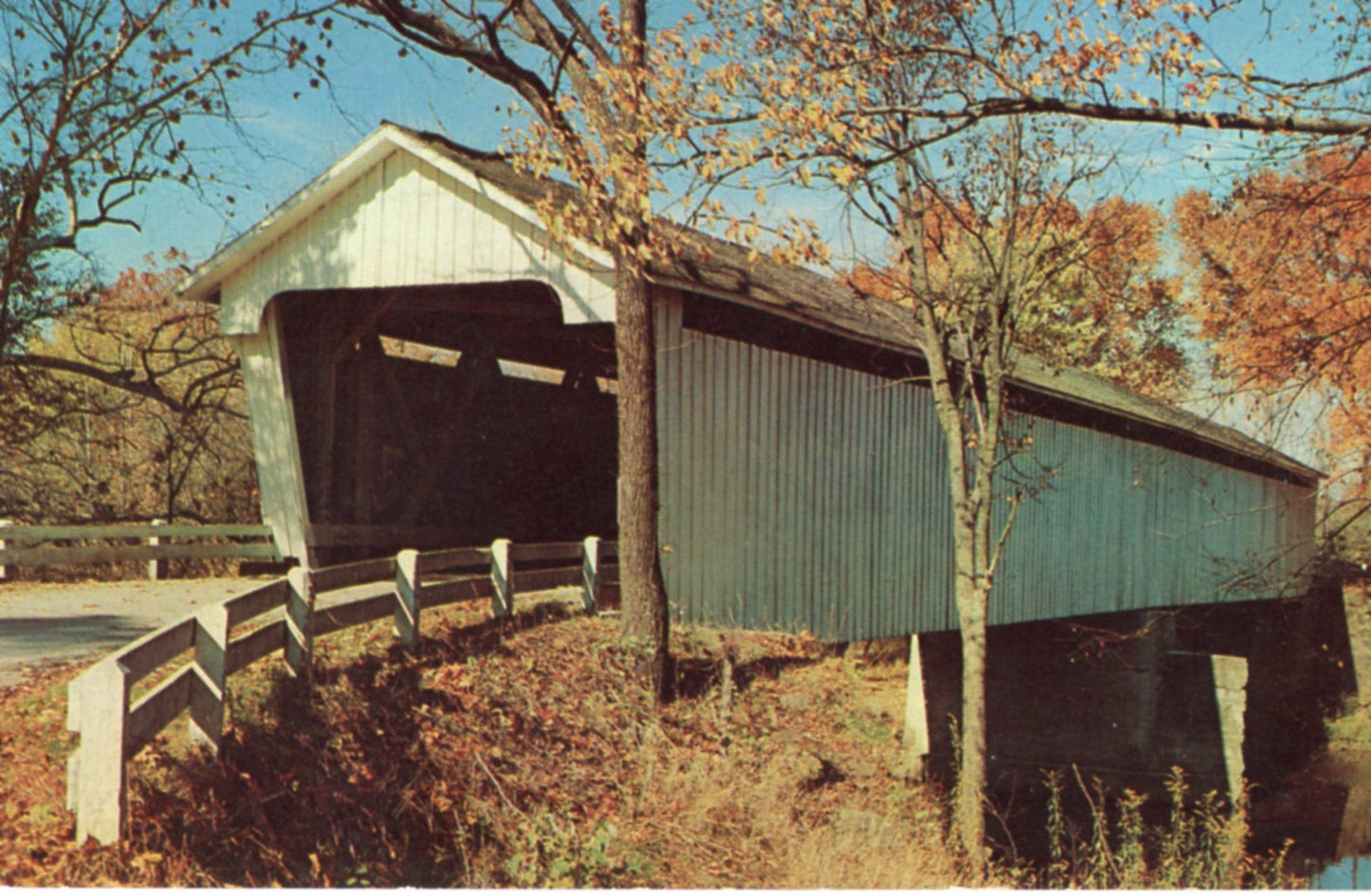 Sugar Creek Covered Bridge DARLINGTON INDIANA Vintage Postcard