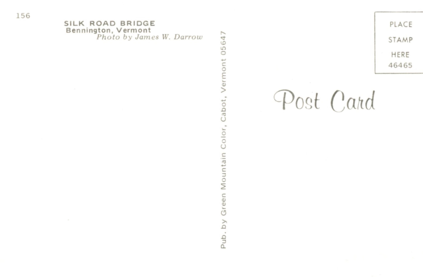 Silk Road Covered Bridge BENNINGTON VERMONT Vintage Postcard