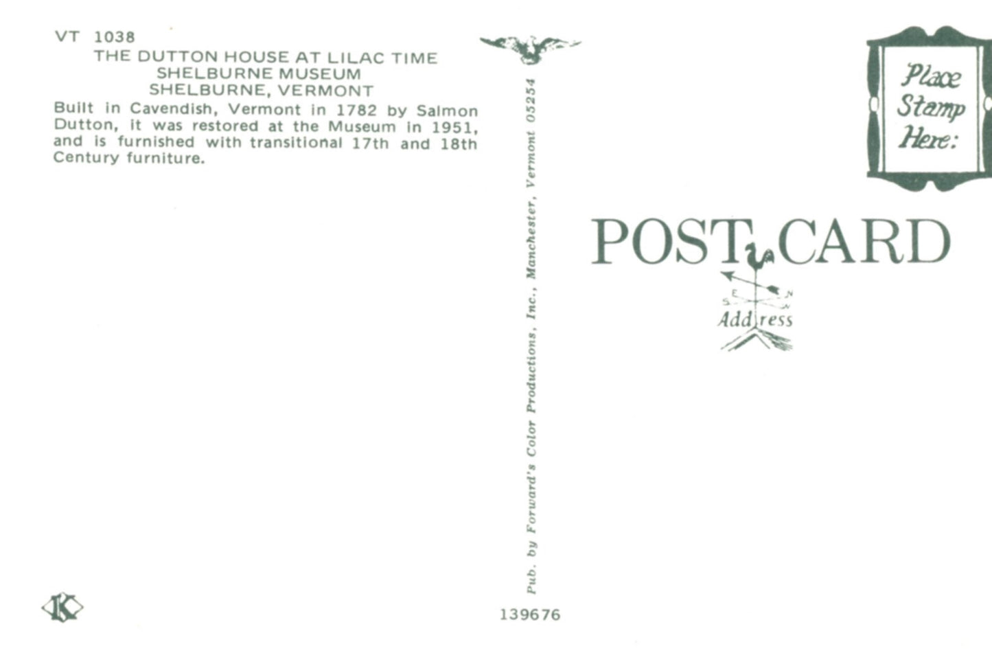 Dutton House at Dutton House Shelburne Museum, SHELBURNE VERMONT Vintage Postcard